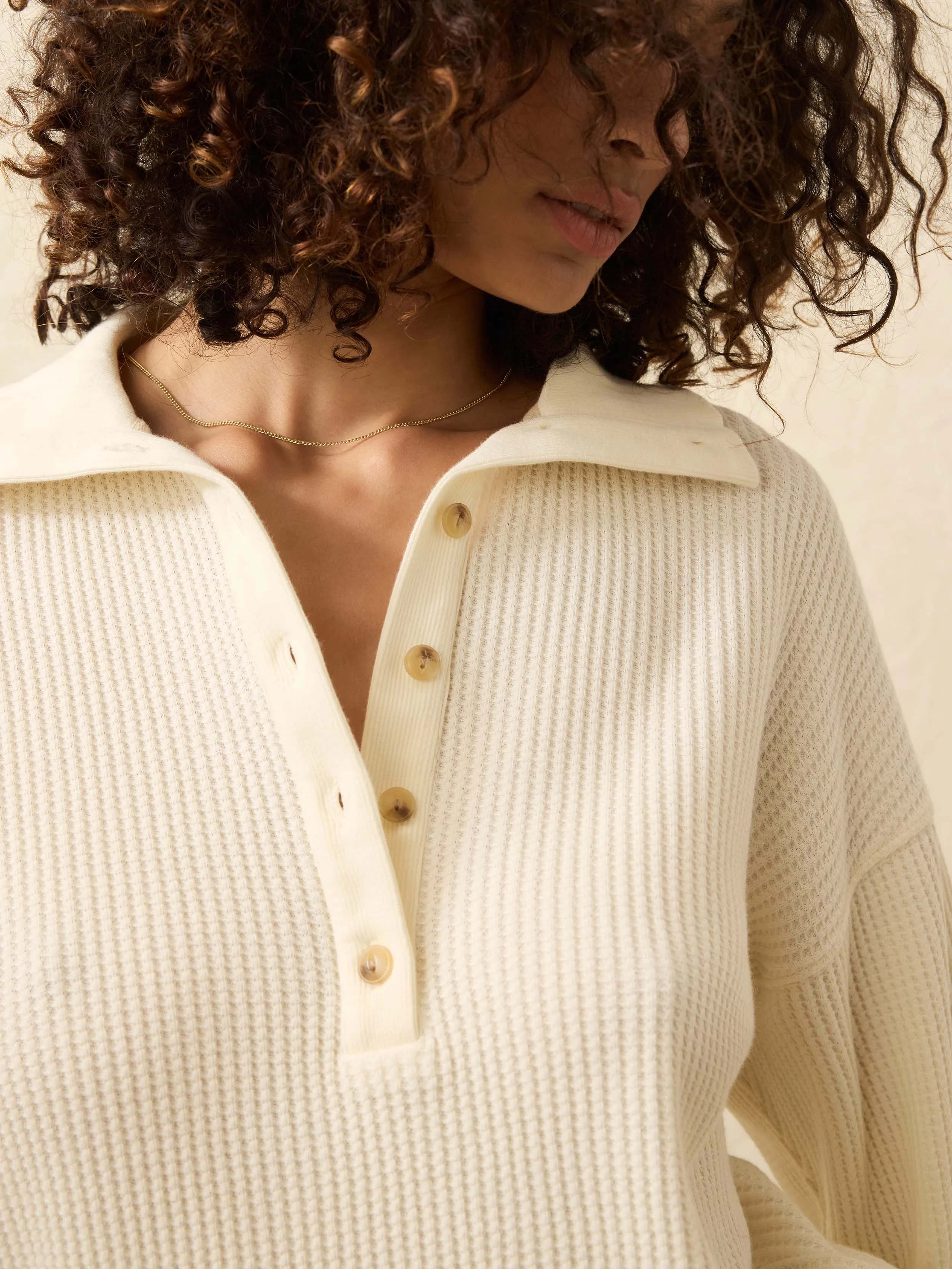 Apres Waffle Henley - Coastal Cream sold by Faherty product image thumbnail 2