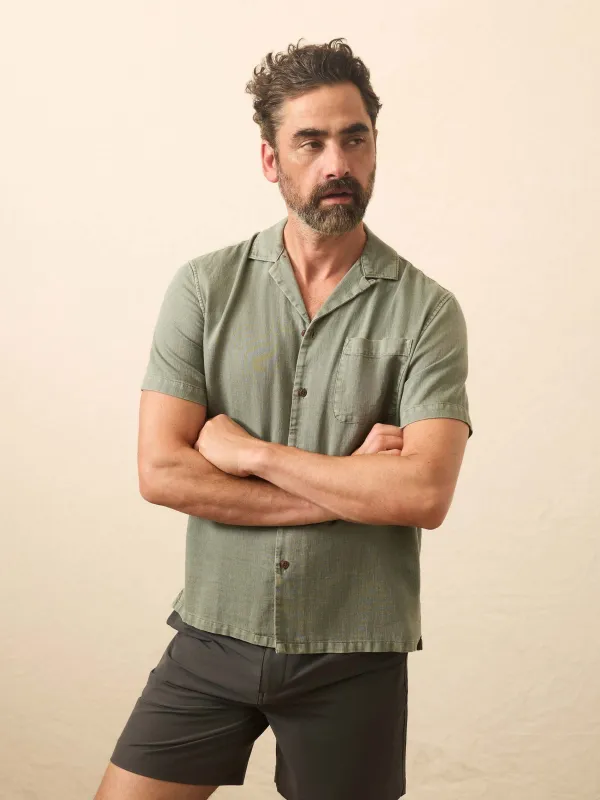 Short-Sleeve Hemp Blend Shirt - Olive Dusk sold by Faherty