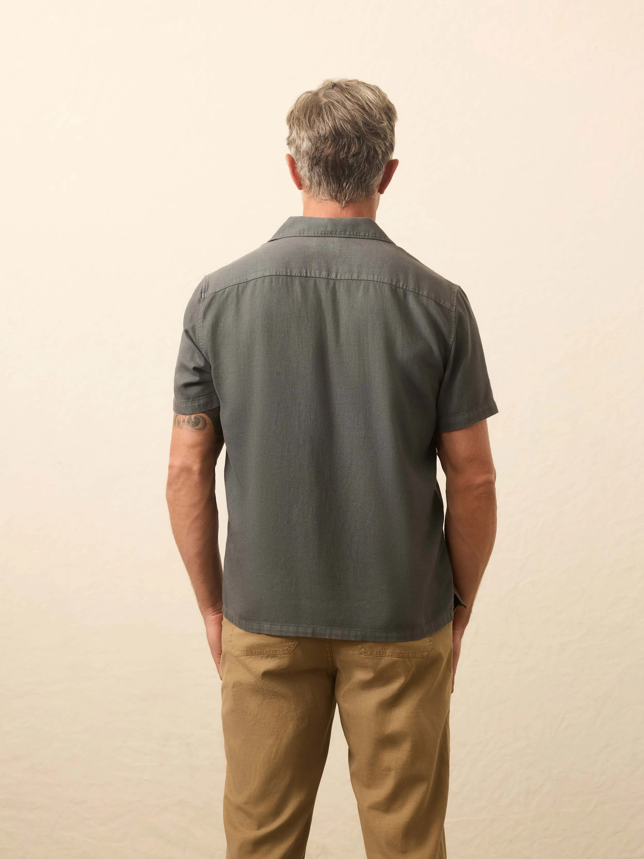 Short-Sleeve Hemp Blend Shirt - Washed Charcoal sold by Faherty product image thumbnail 5