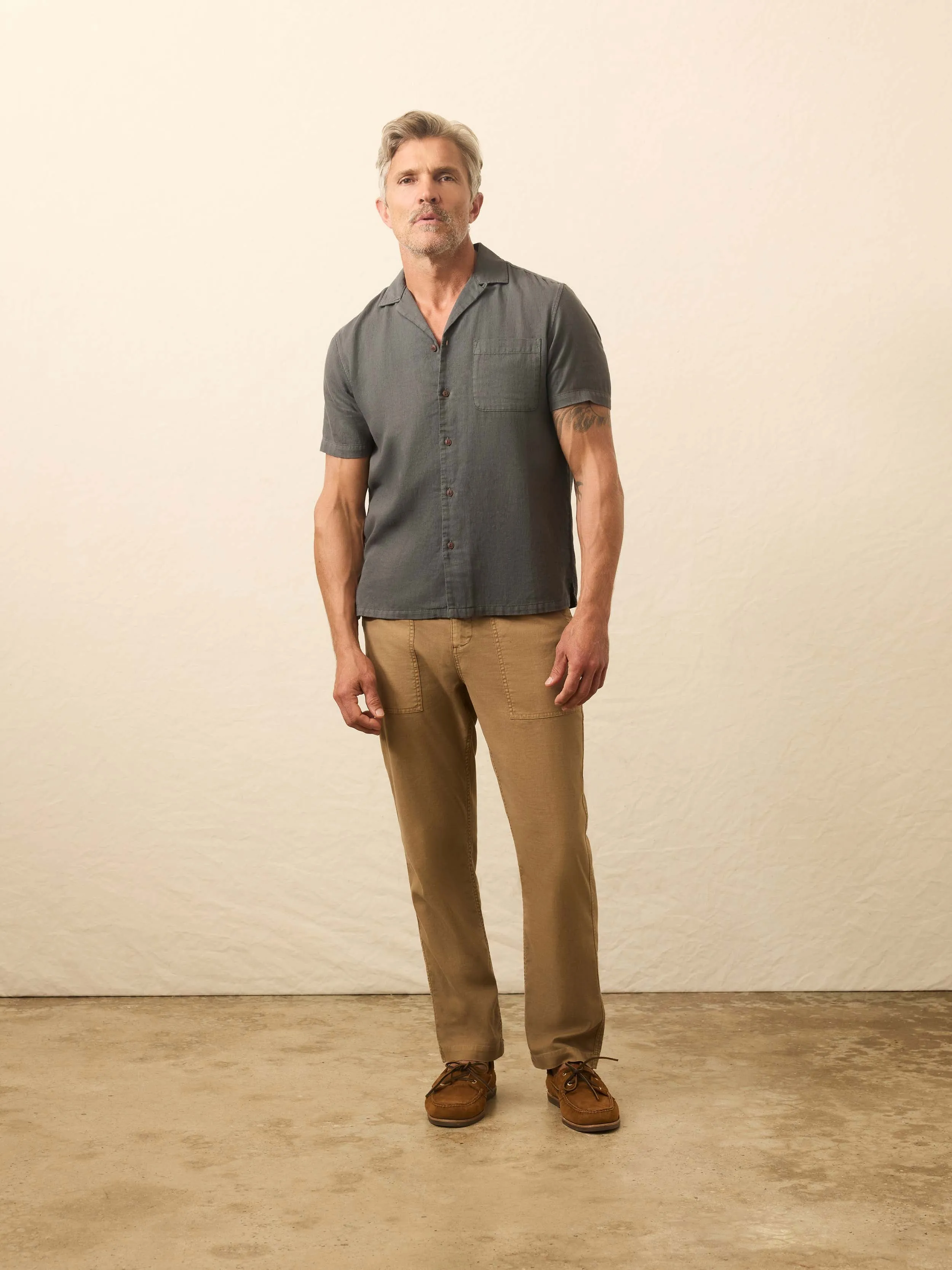 Short-Sleeve Hemp Blend Shirt - Washed Charcoal sold by Faherty product image thumbnail 4