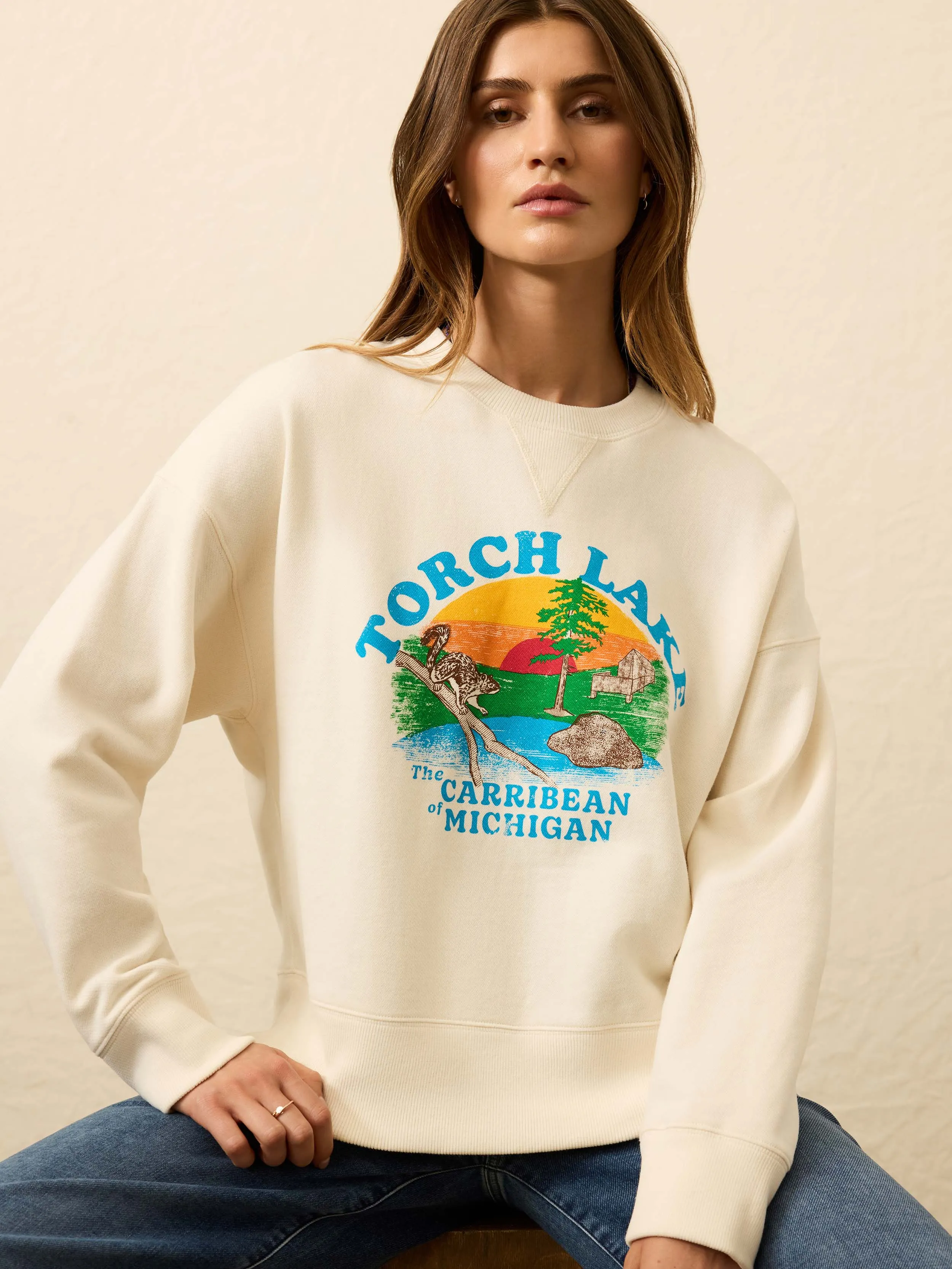 High Standard Fleece Vintage Crewneck - Cabo Blanco sold by Faherty product image thumbnail 5