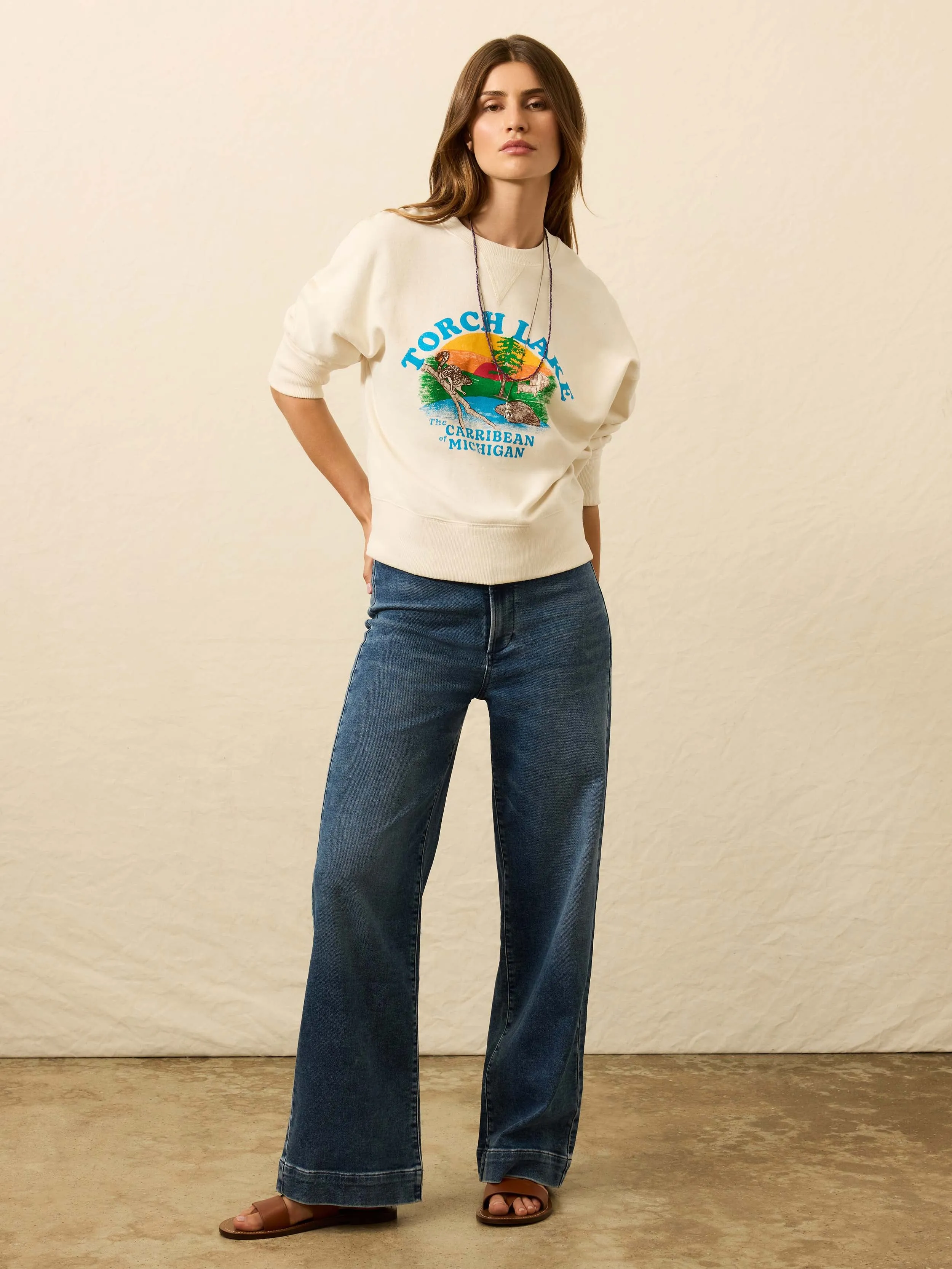 High Standard Fleece Vintage Crewneck - Cabo Blanco sold by Faherty product image thumbnail 3