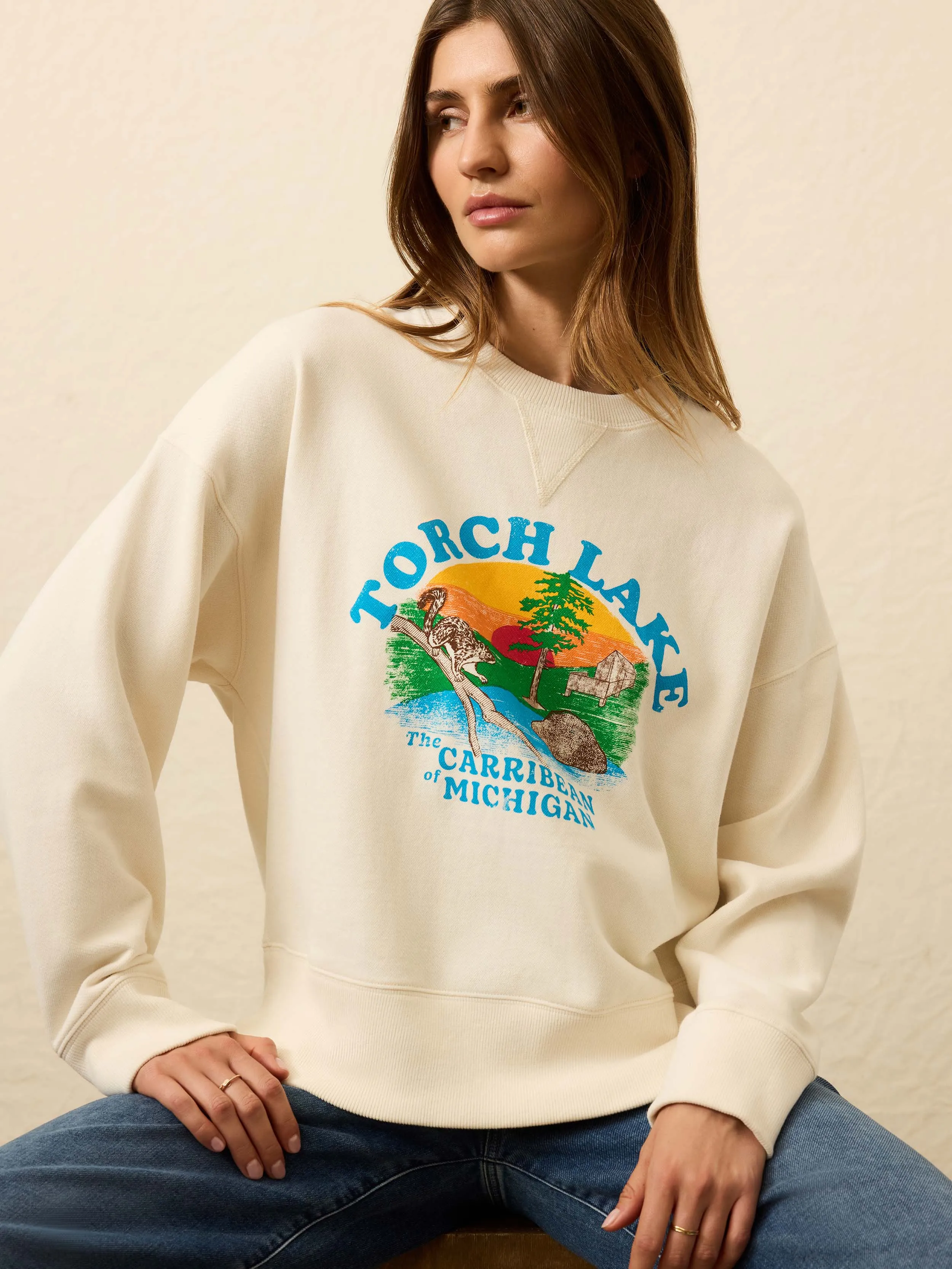 High Standard Fleece Vintage Crewneck - Cabo Blanco sold by Faherty product image thumbnail 2