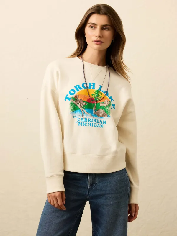 High Standard Fleece Vintage Crewneck - Cabo Blanco sold by Faherty