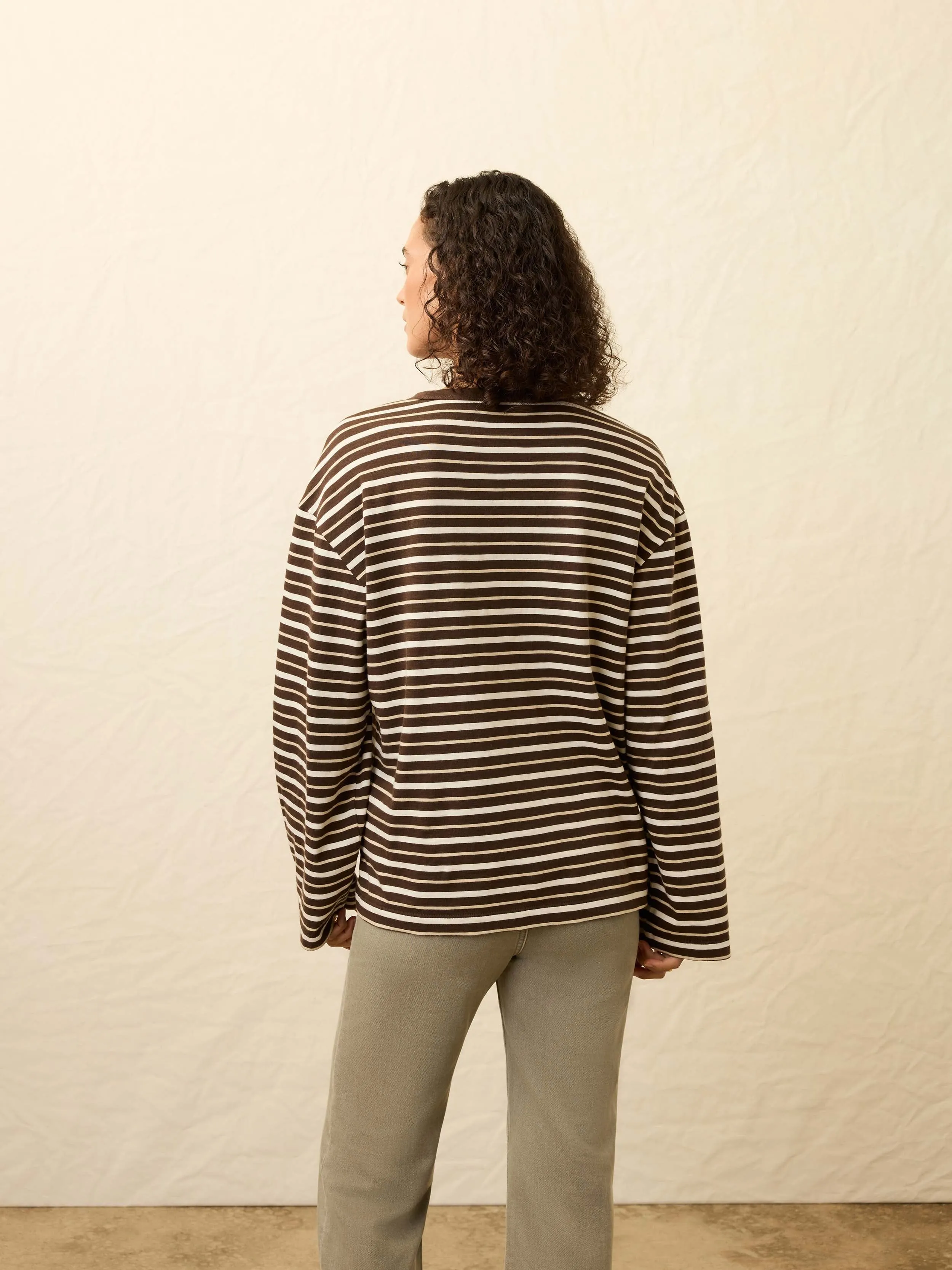 Sunwashed Long-Sleeve Retro Tee - Sand Drift Stripe sold by Faherty product image thumbnail 4