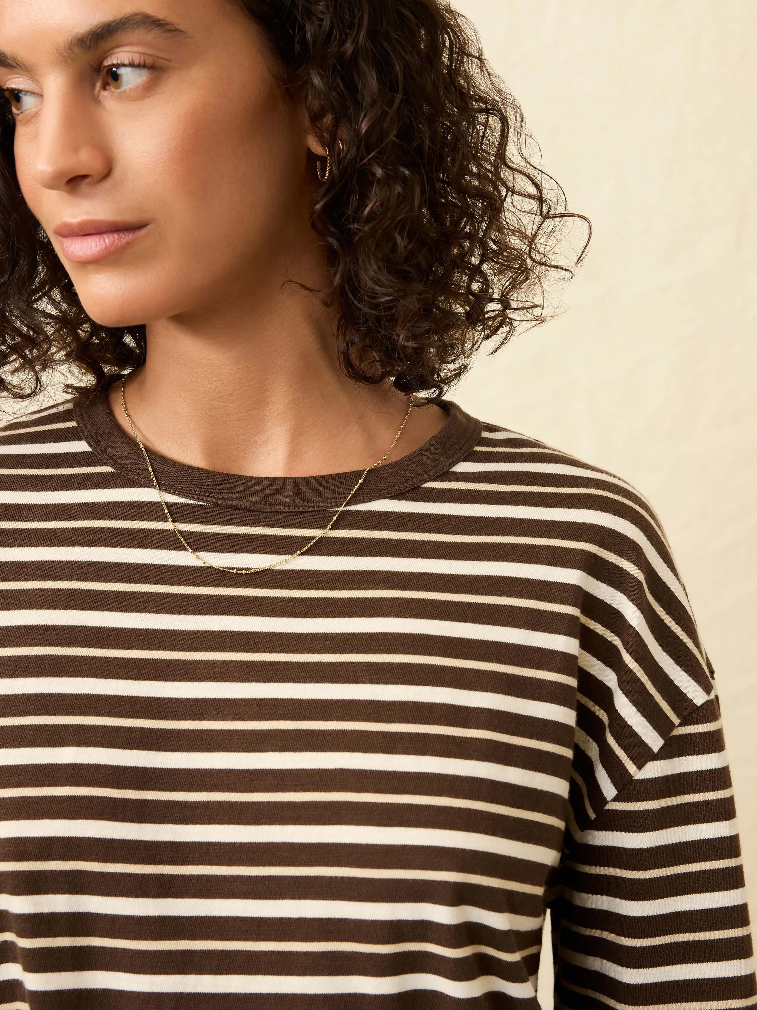 Sunwashed Long-Sleeve Retro Tee - Sand Drift Stripe sold by Faherty product image thumbnail 2