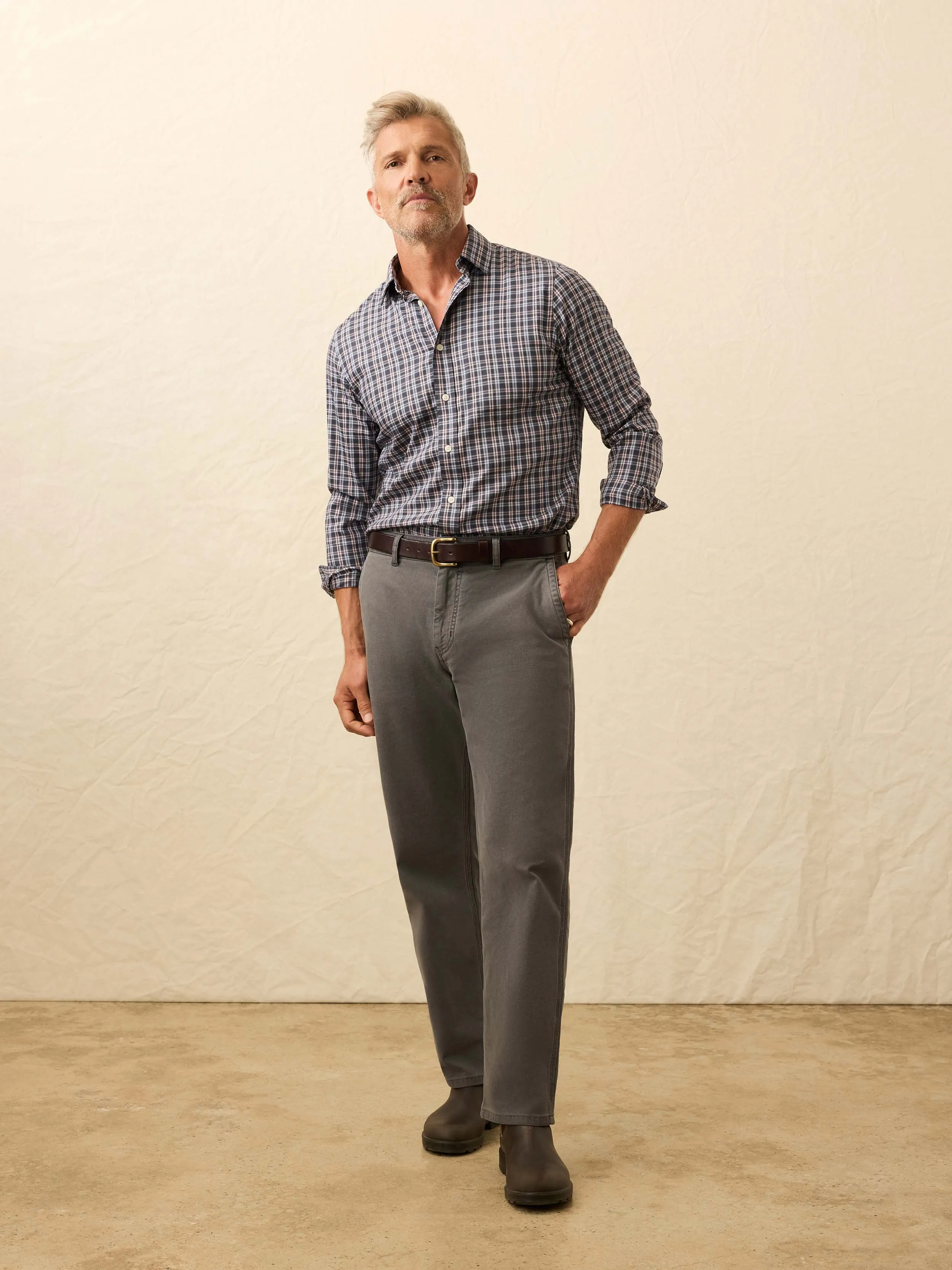 Sunwashed Canvas Utility Pant - Washed Charcoal sold by Faherty