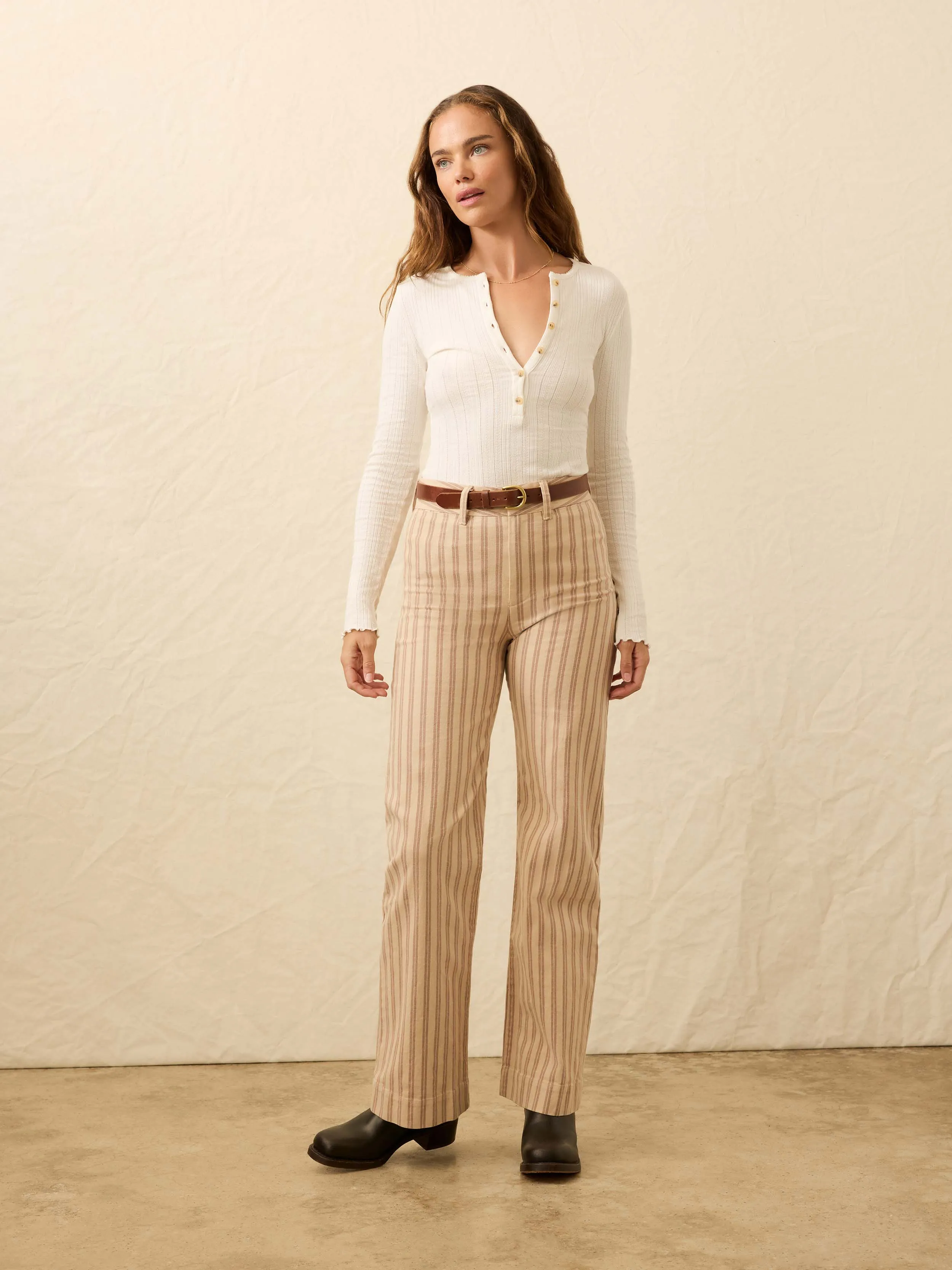 Paradise Pointelle Henley - Egret sold by Faherty product image thumbnail 3