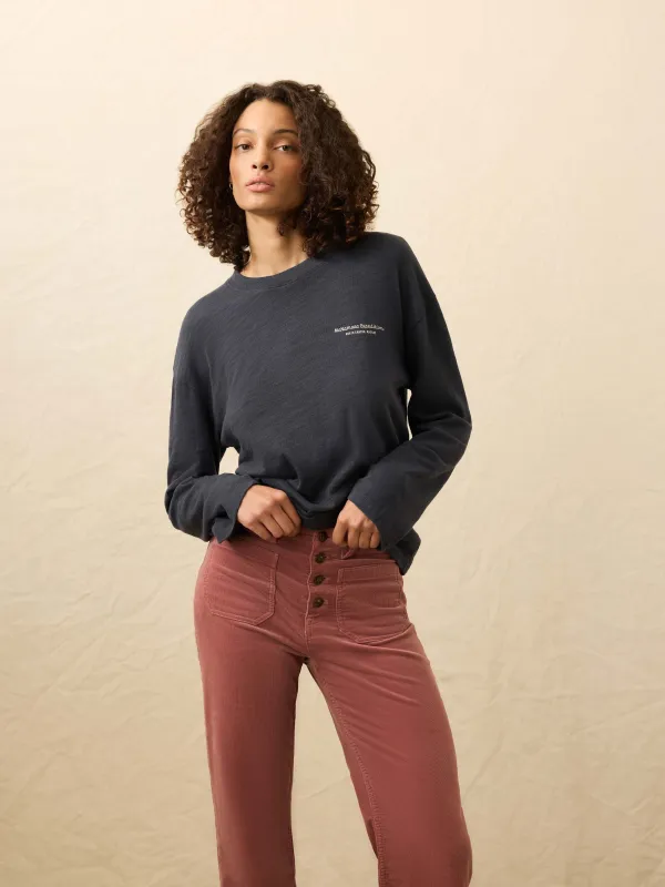 Sunwashed Slub Long-Sleeve Relaxed Tee - Blue Nights sold by Faherty