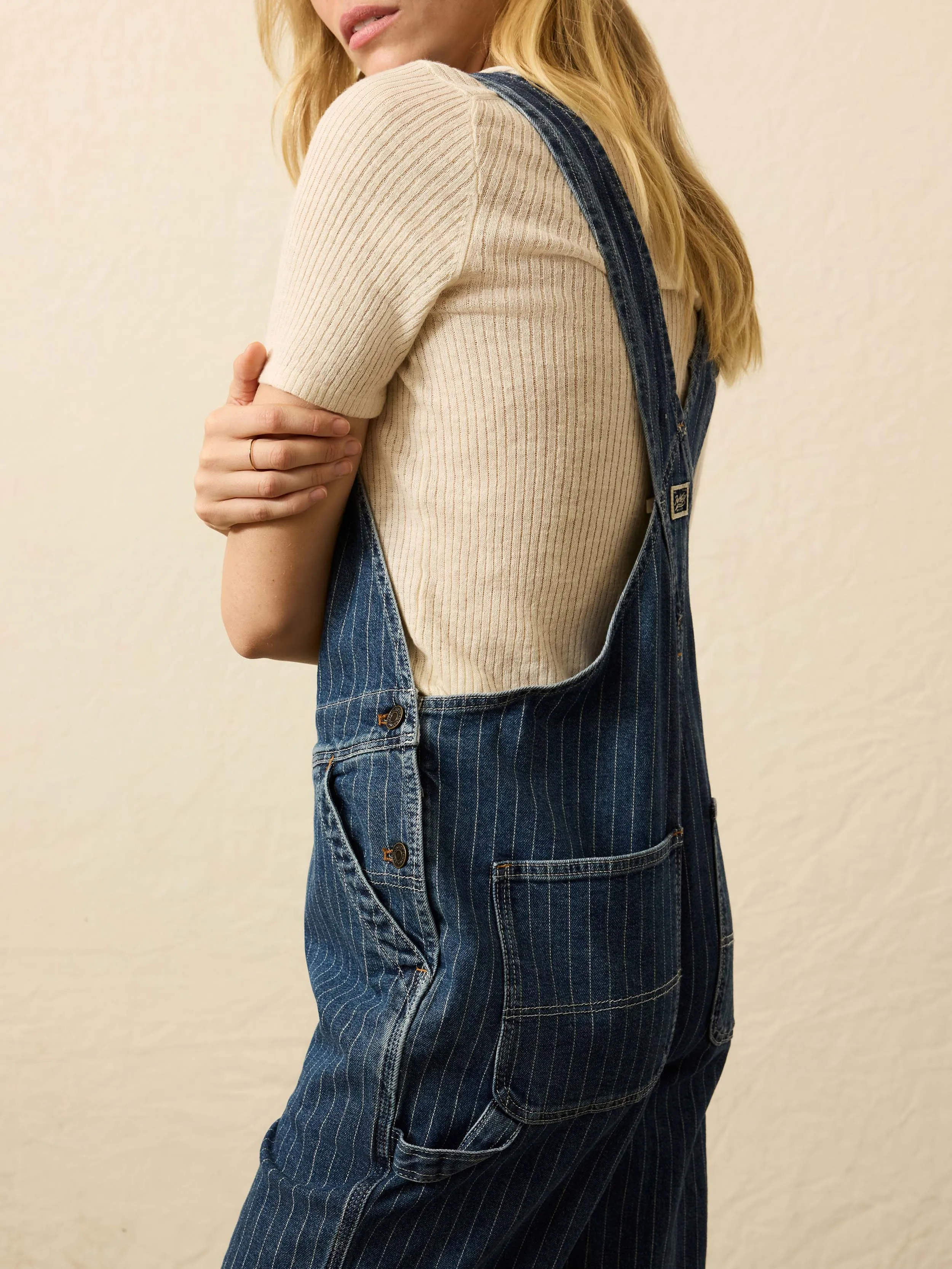 Denim Riveter Overall - Dusk Stripe Wash sold by Faherty