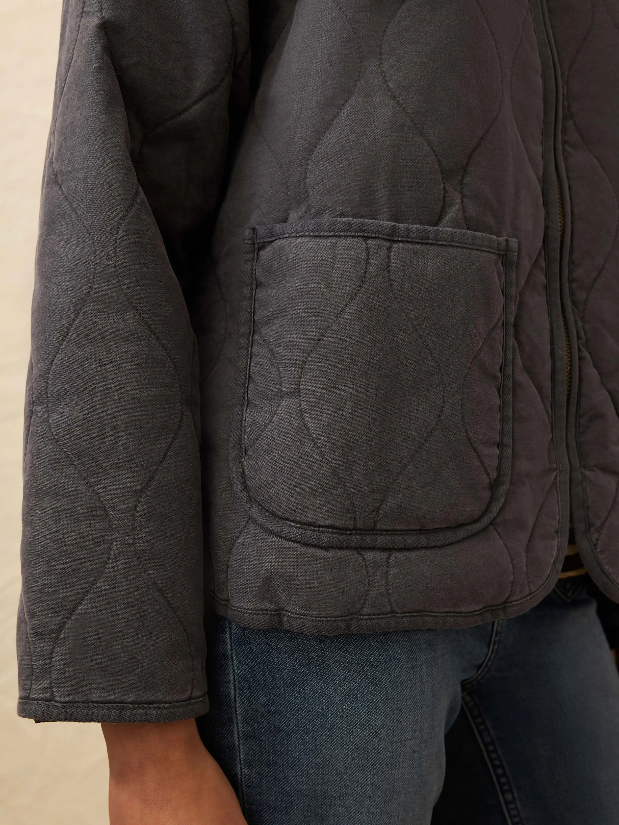 Sunwashed Quilted Jacket - Washed Charcoal sold by Faherty product image thumbnail 2
