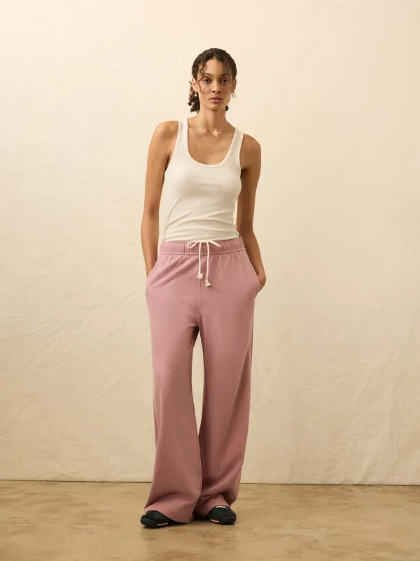 High Standard Fleece Wide Leg Sweatpant - Nostalgia Rose sold by Faherty