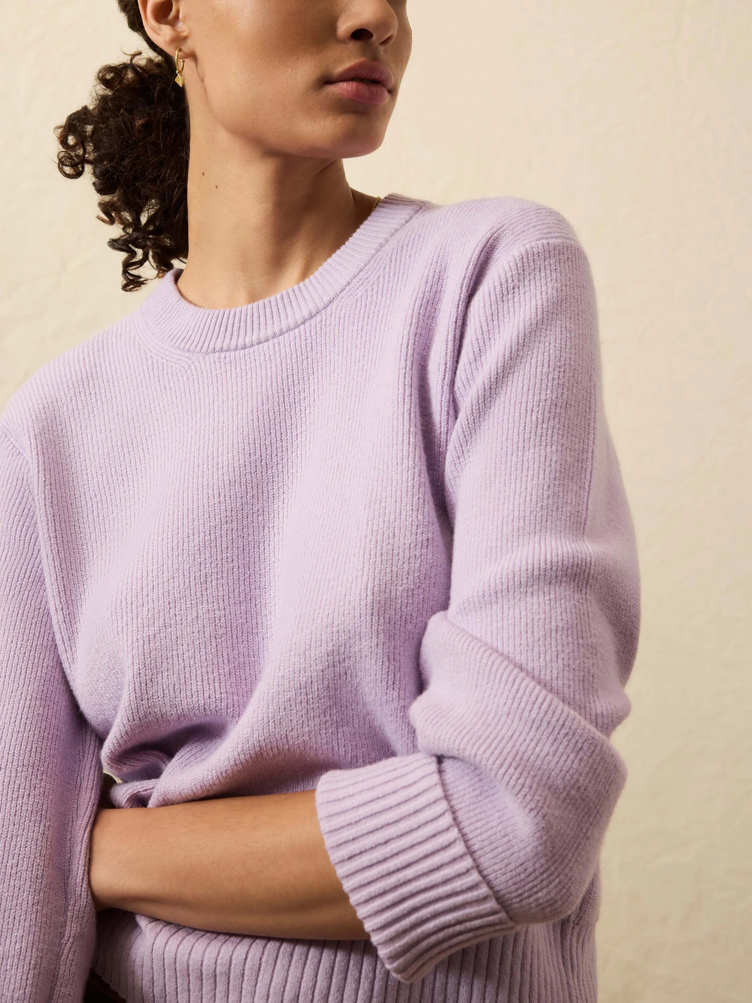 Jackson Crewneck Sweater - Ice Lilac Heather sold by Faherty