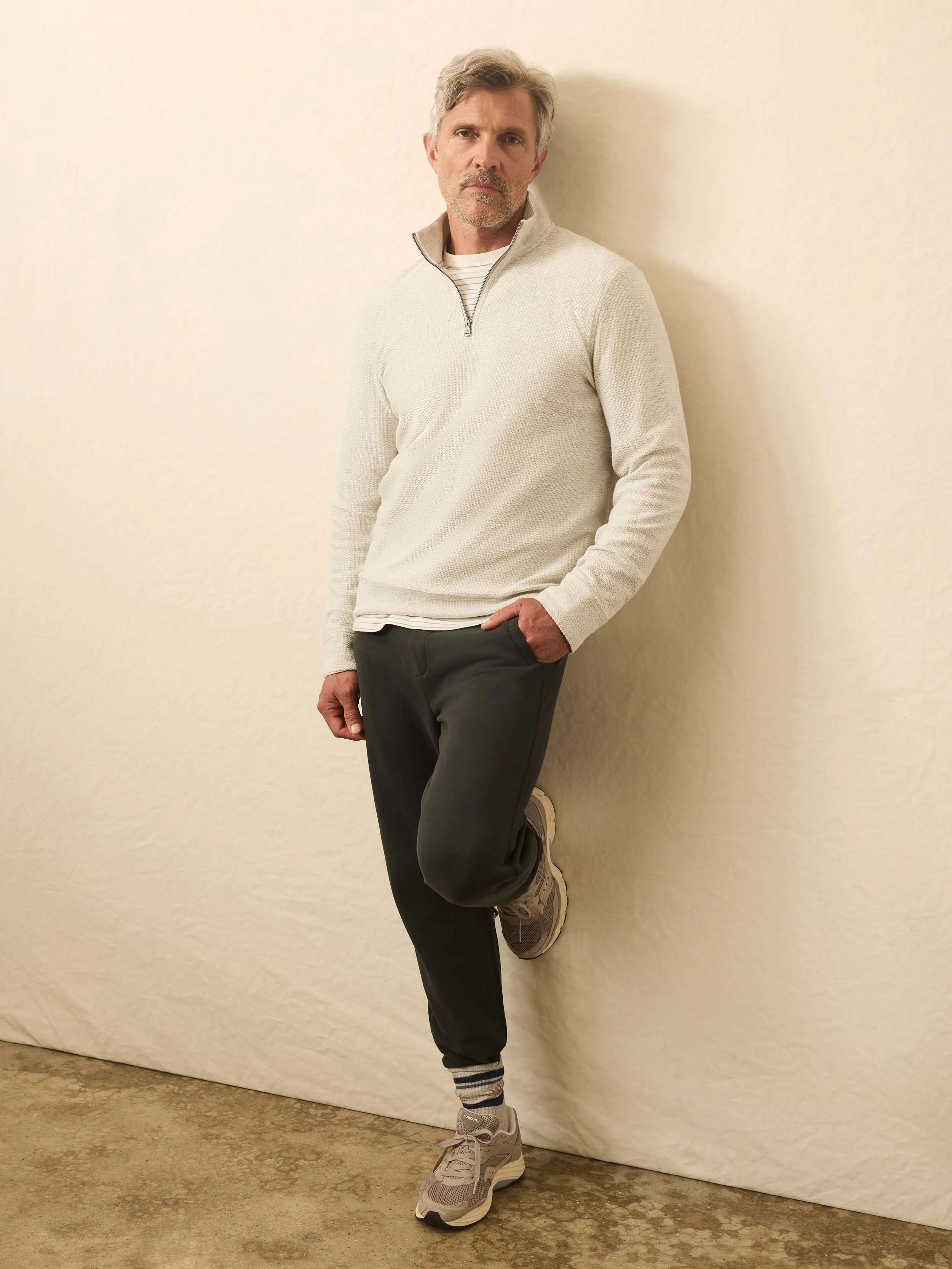 Textured Knit Quarter Zip - Snow Grey Heather sold by Faherty product image thumbnail 2