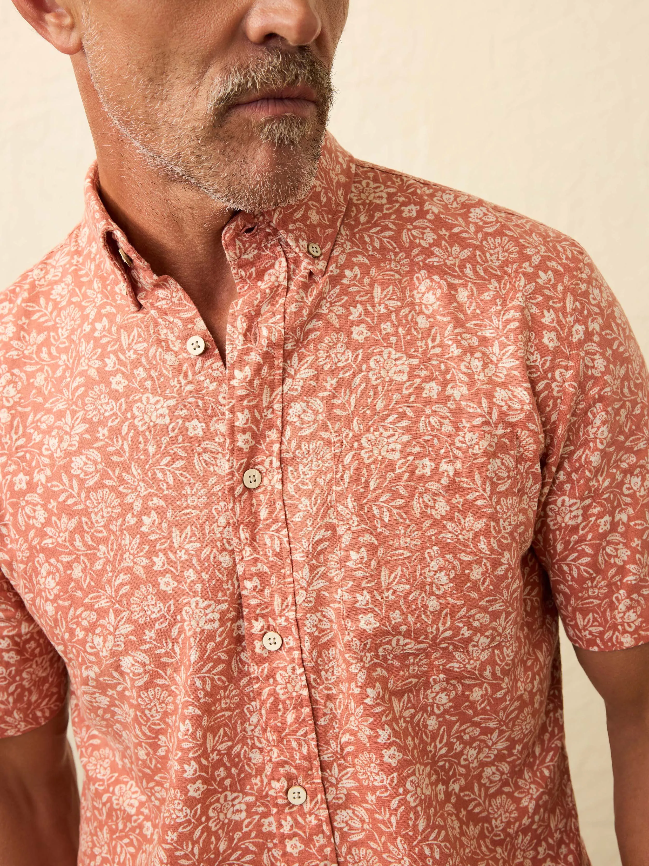 Short- Sleeve Breeze Shirt - Coral Beach Floral sold by Faherty product image thumbnail 2