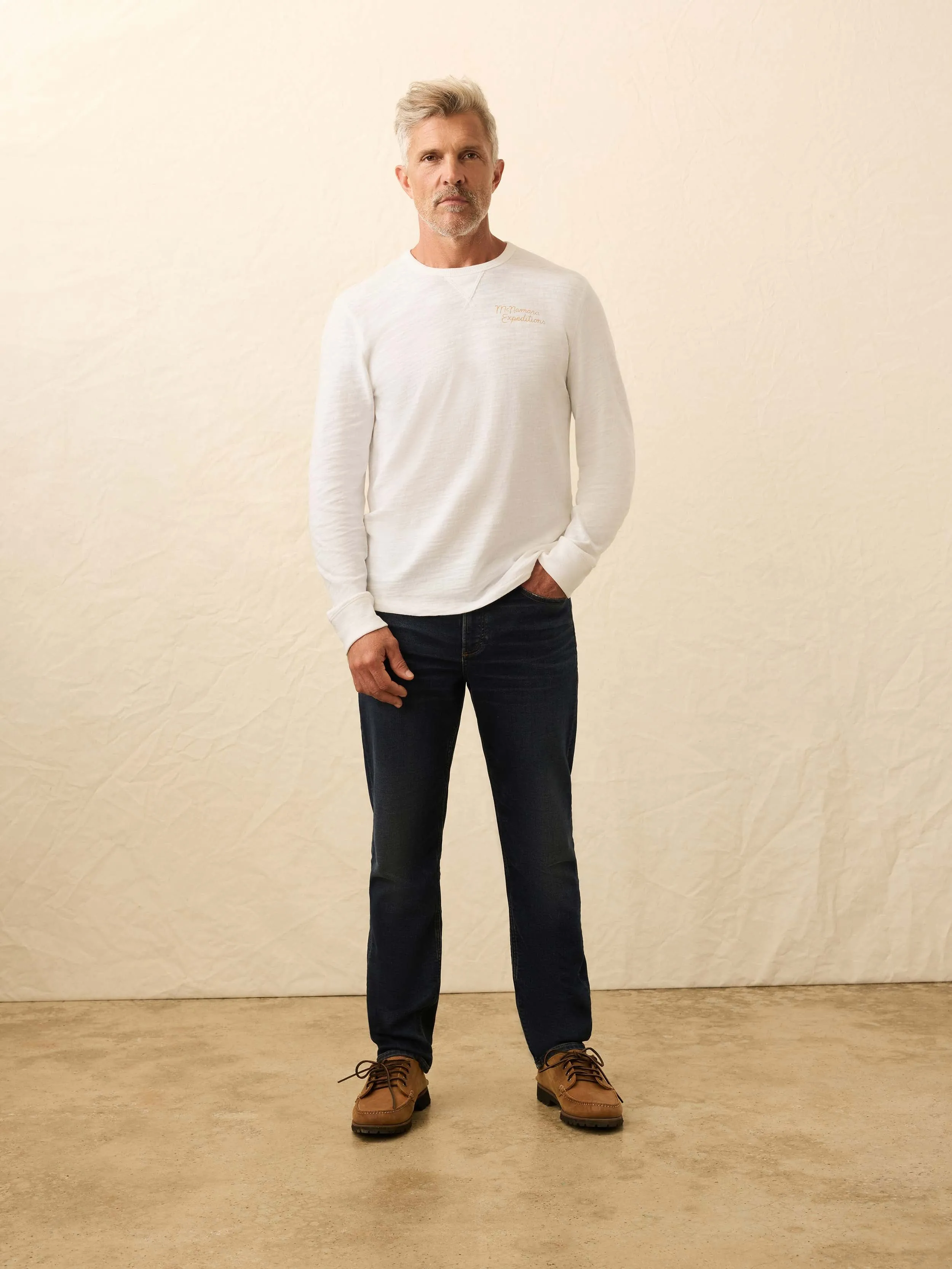 Nazare Sunwashed Slub Crew - White sold by Faherty product image thumbnail 4