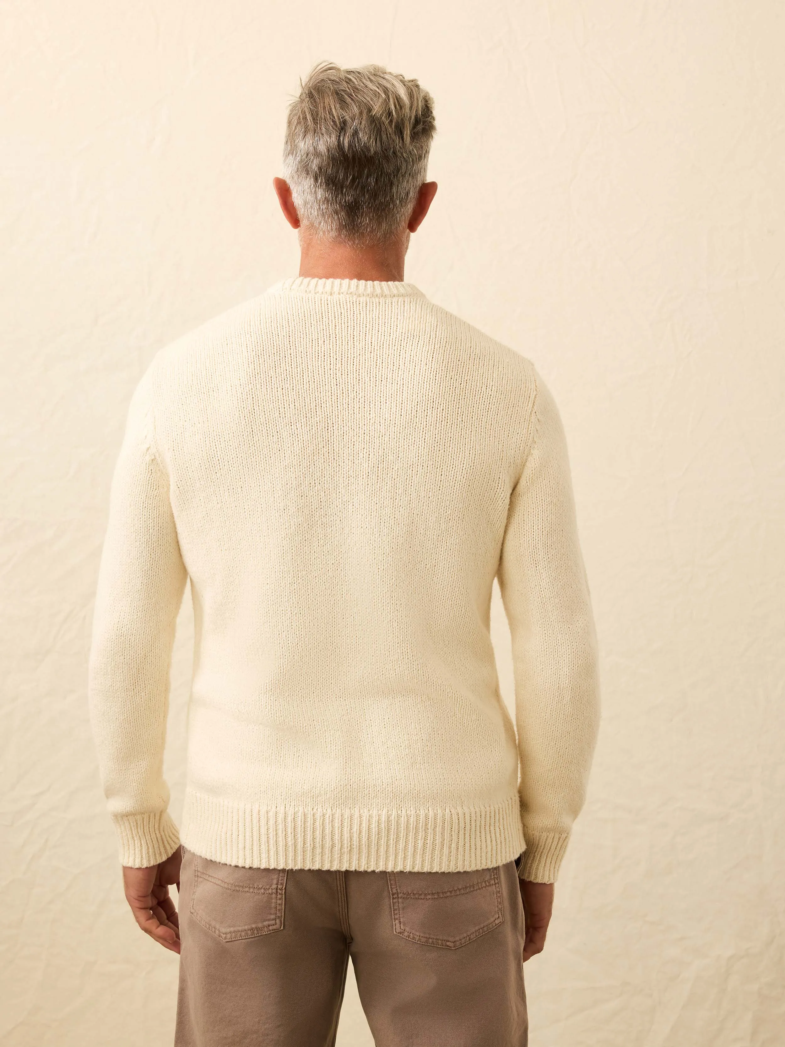 Heirloom Cotton Crewneck Sweater - Bone sold by Faherty product image thumbnail 4