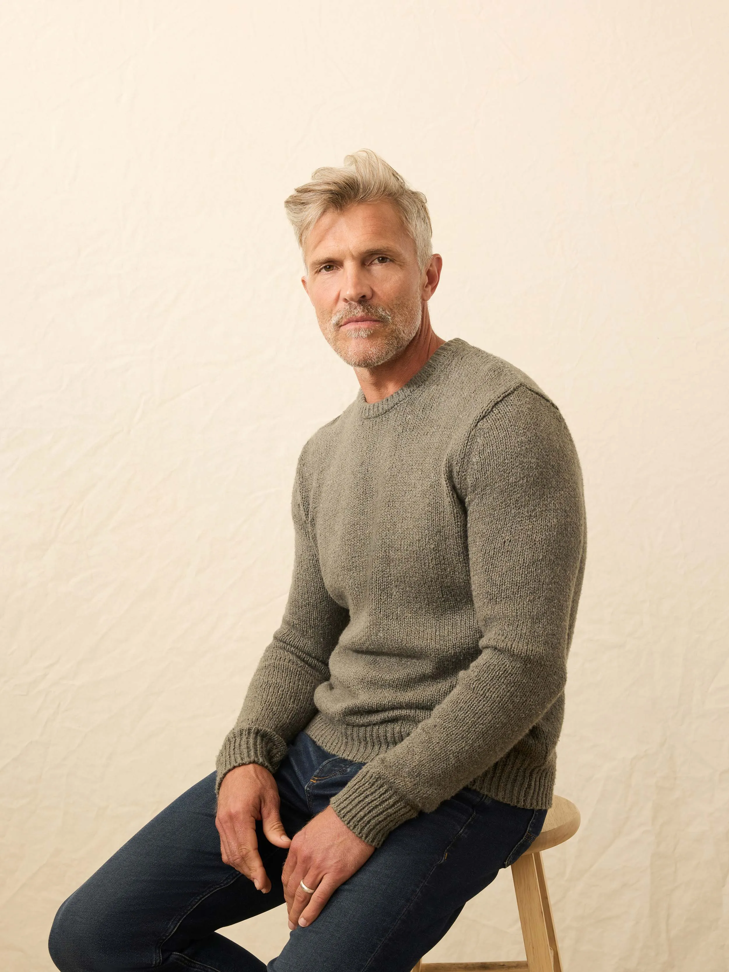 Heirloom Cotton Crewneck Sweater - Olive Cove sold by Faherty product image thumbnail 4