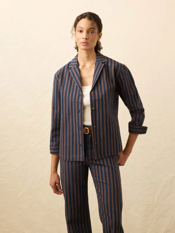 Twill Tide Camp Shirt - Midnight Shore Stripe sold by Faherty