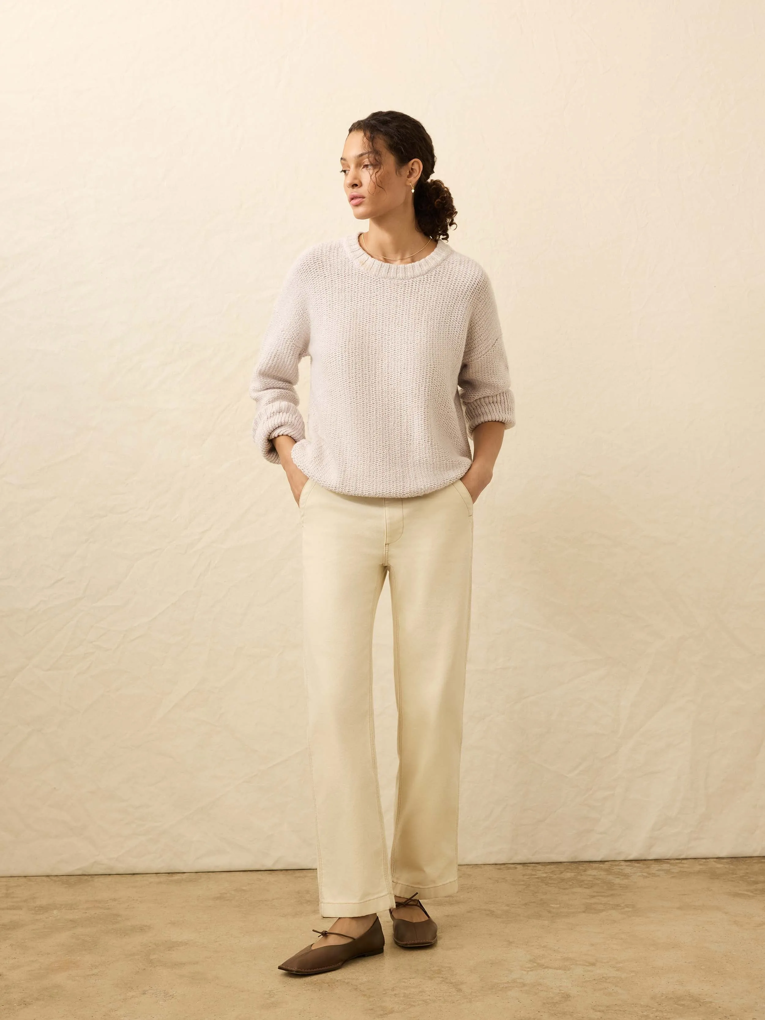 Heirloom Cotton Relaxed Crew - Seafog Stripe sold by Faherty product image thumbnail 3