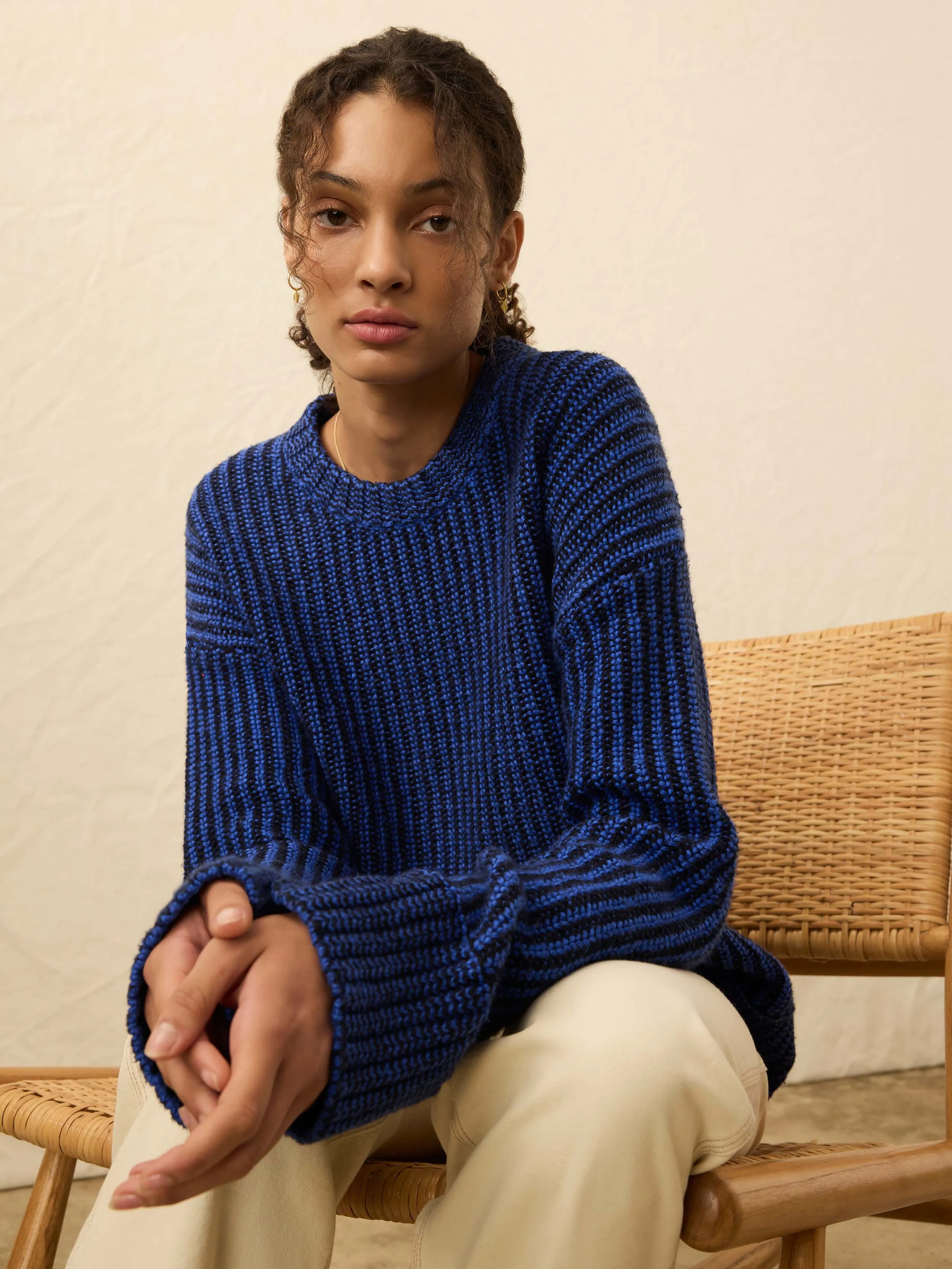 Heirloom Cotton Relaxed Crew - Snorkel Stripe sold by Faherty