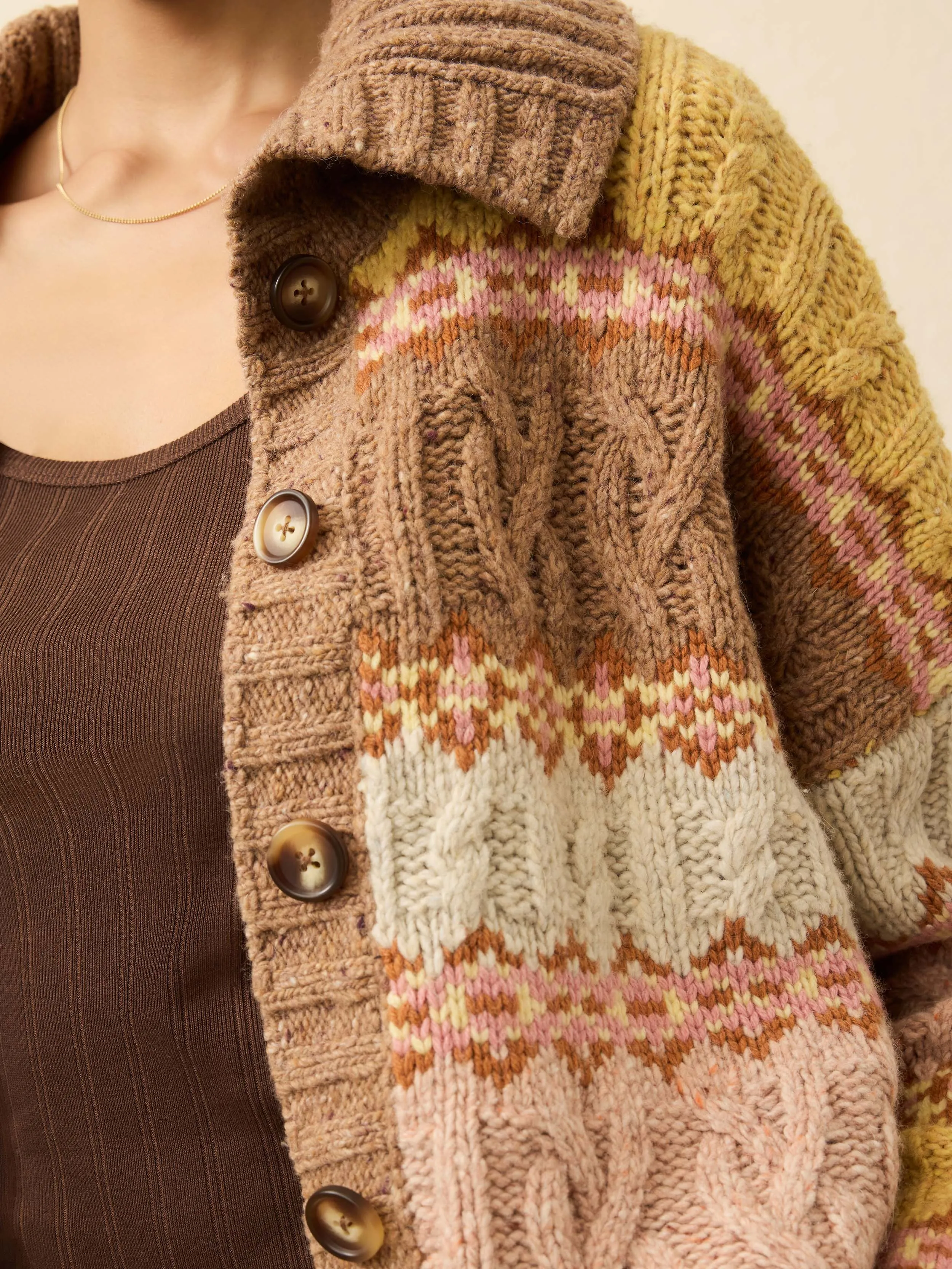 Highland Fairisle Cardigan - Lakeside Fairisle Haze sold by Faherty product image thumbnail 2