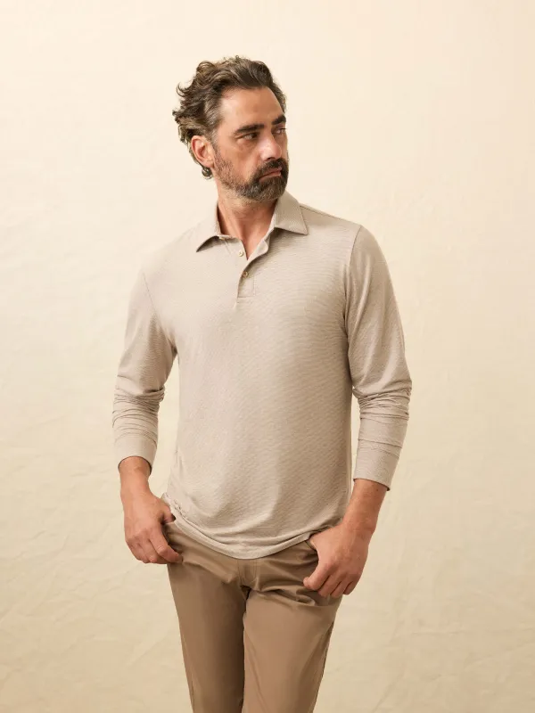 Long-Sleeve Movement™ Polo - Mountain Bark Feeder sold by Faherty