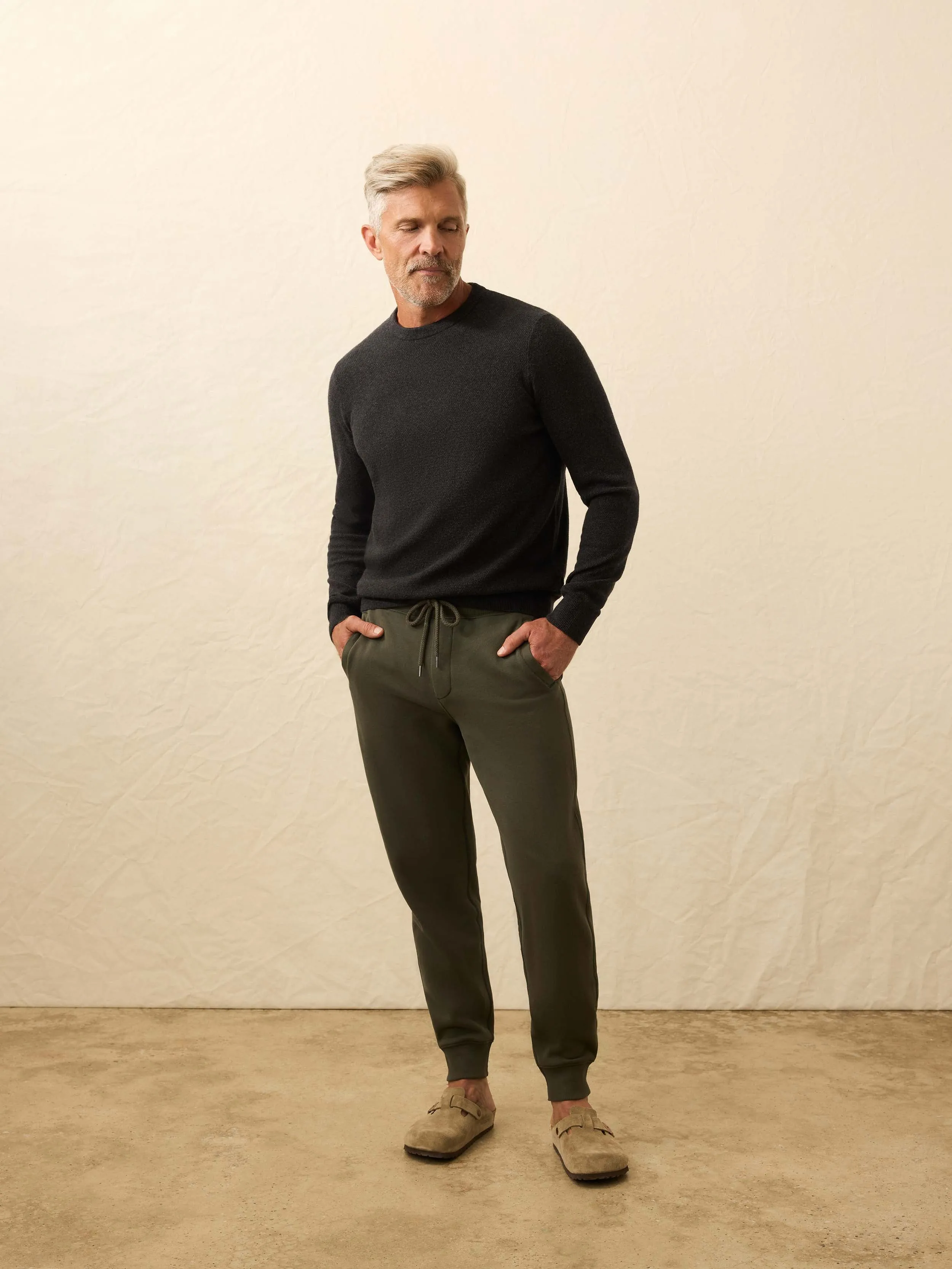 High Standard Fleece Sweatpant - Fall Evergreen sold by Faherty