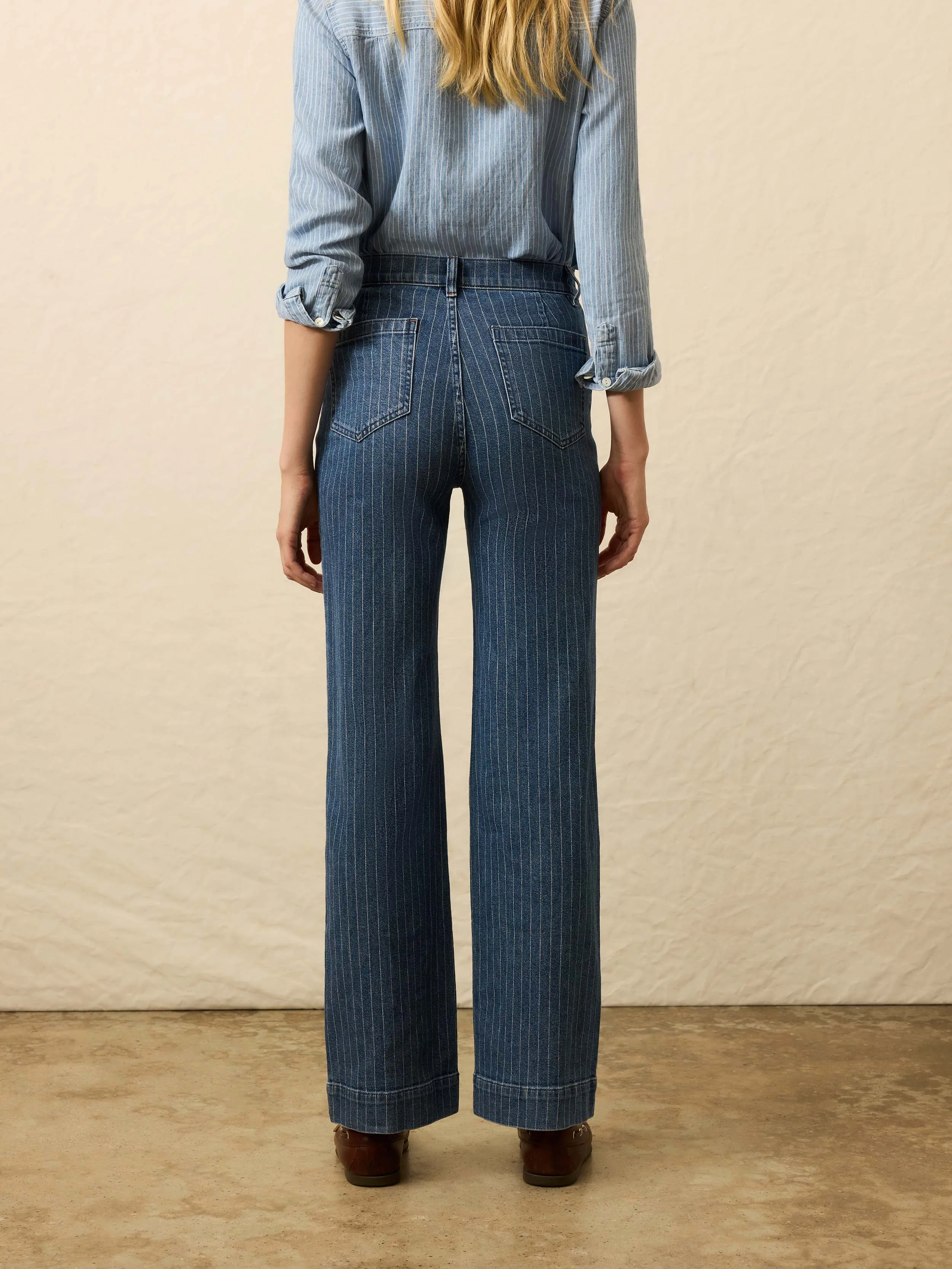Sunwashed Denim Patch Pocket Pant - Dusk Stripe Wash sold by Faherty product image thumbnail 4
