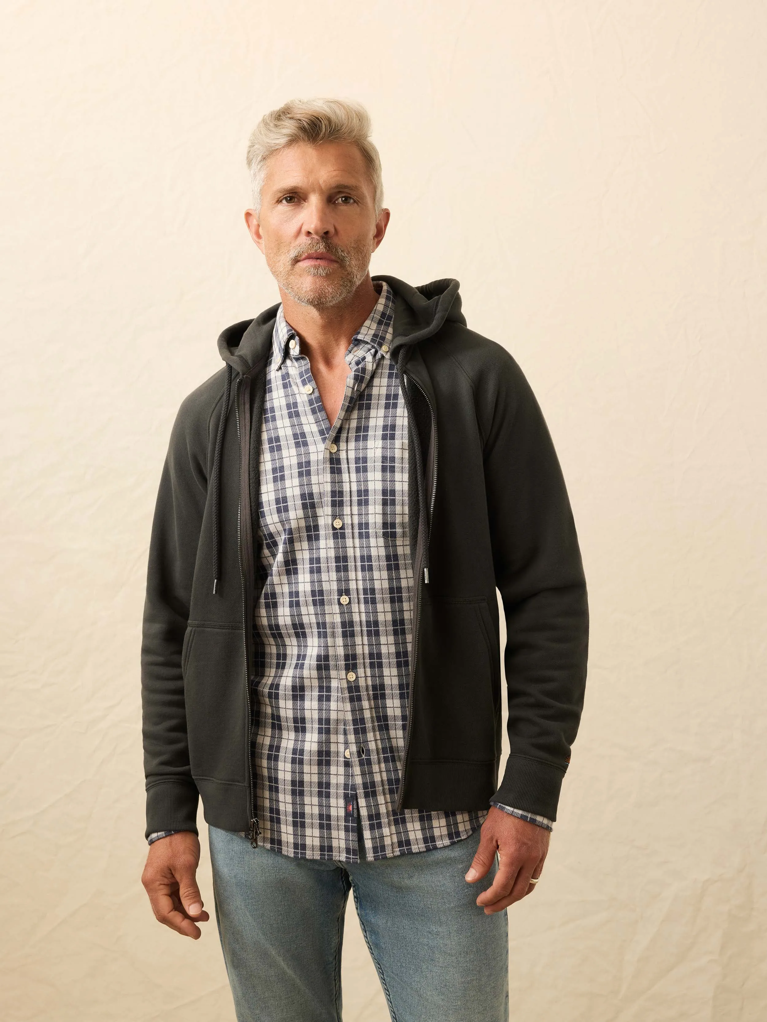 High Standard Fleece Zip Hoodie - Mountain Black sold by Faherty product image thumbnail 3