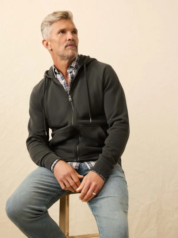 High Standard Fleece Zip Hoodie - Mountain Black sold by Faherty