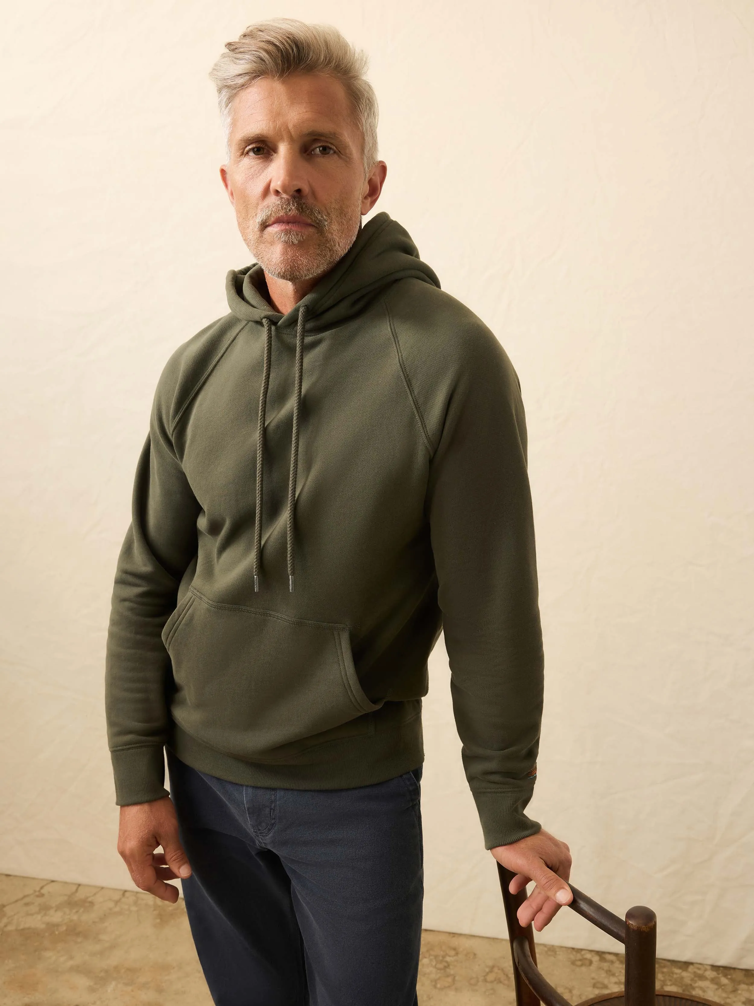 High Standard Fleece Hoodie - Fall Evergreen sold by Faherty