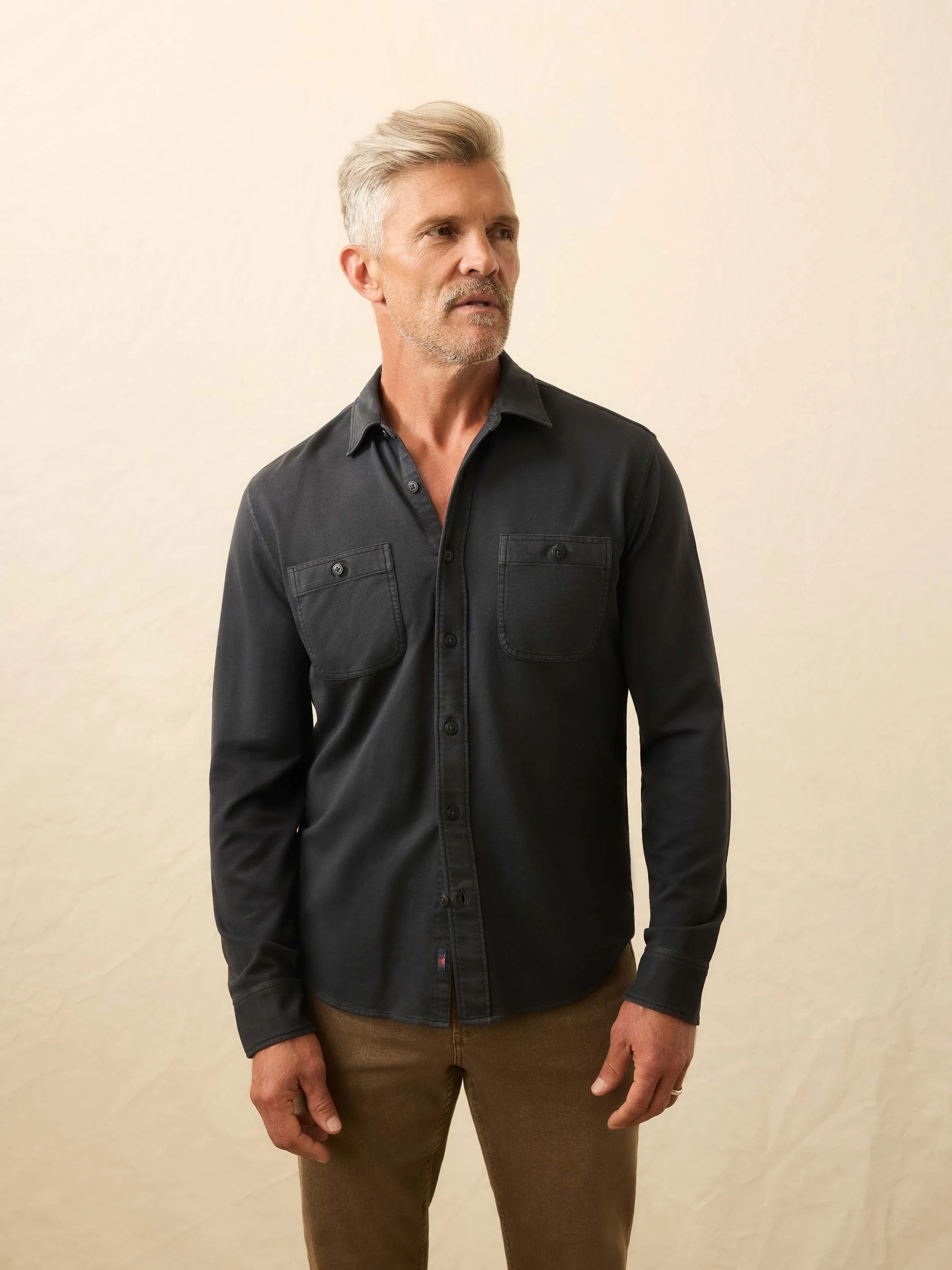 Field Knit Shirt - Washed Charcoal sold by Faherty product image thumbnail 3