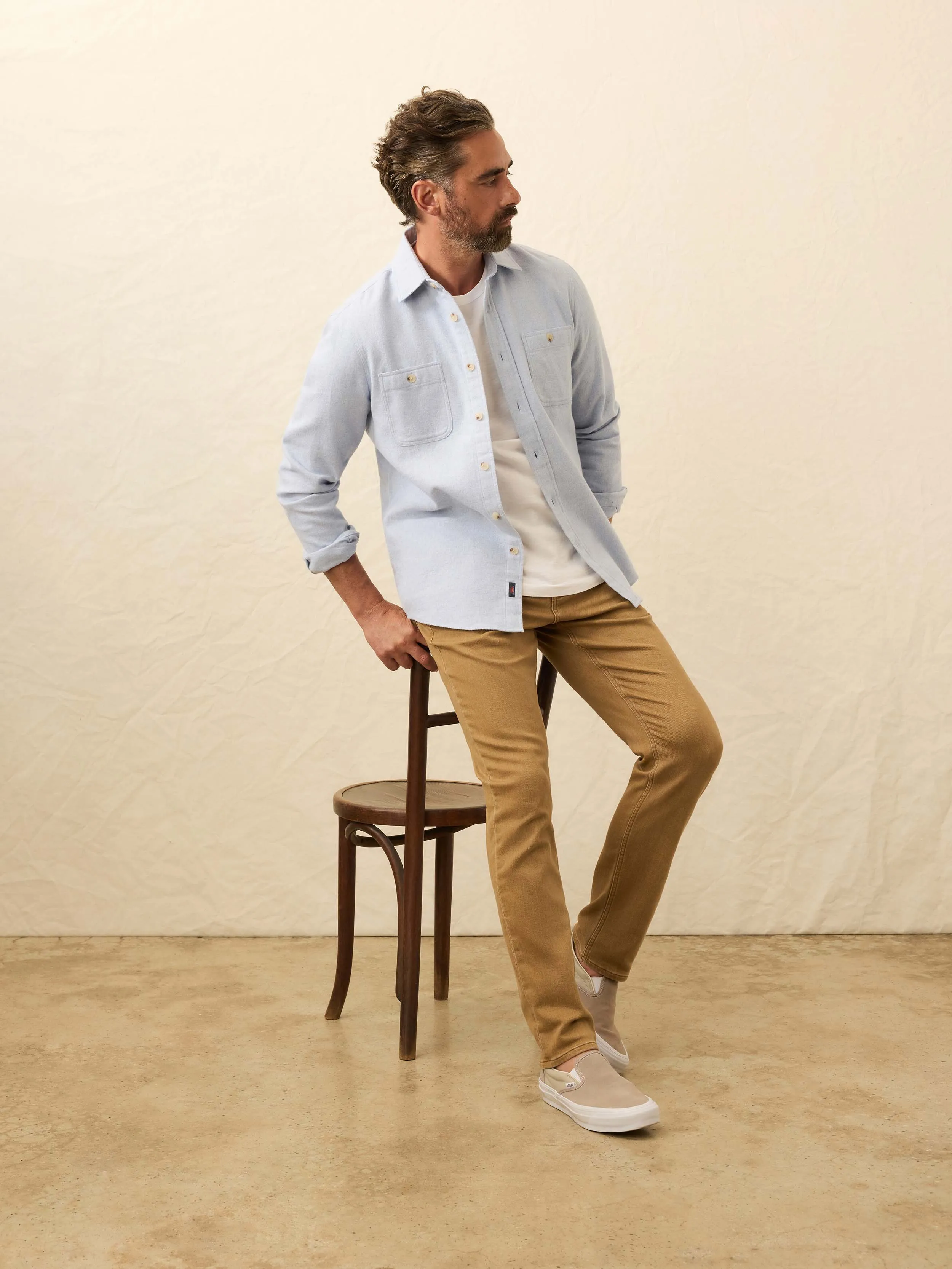 Heirloom Portuguese Flannel Shirt - Amorosa Blue sold by Faherty product image thumbnail 2