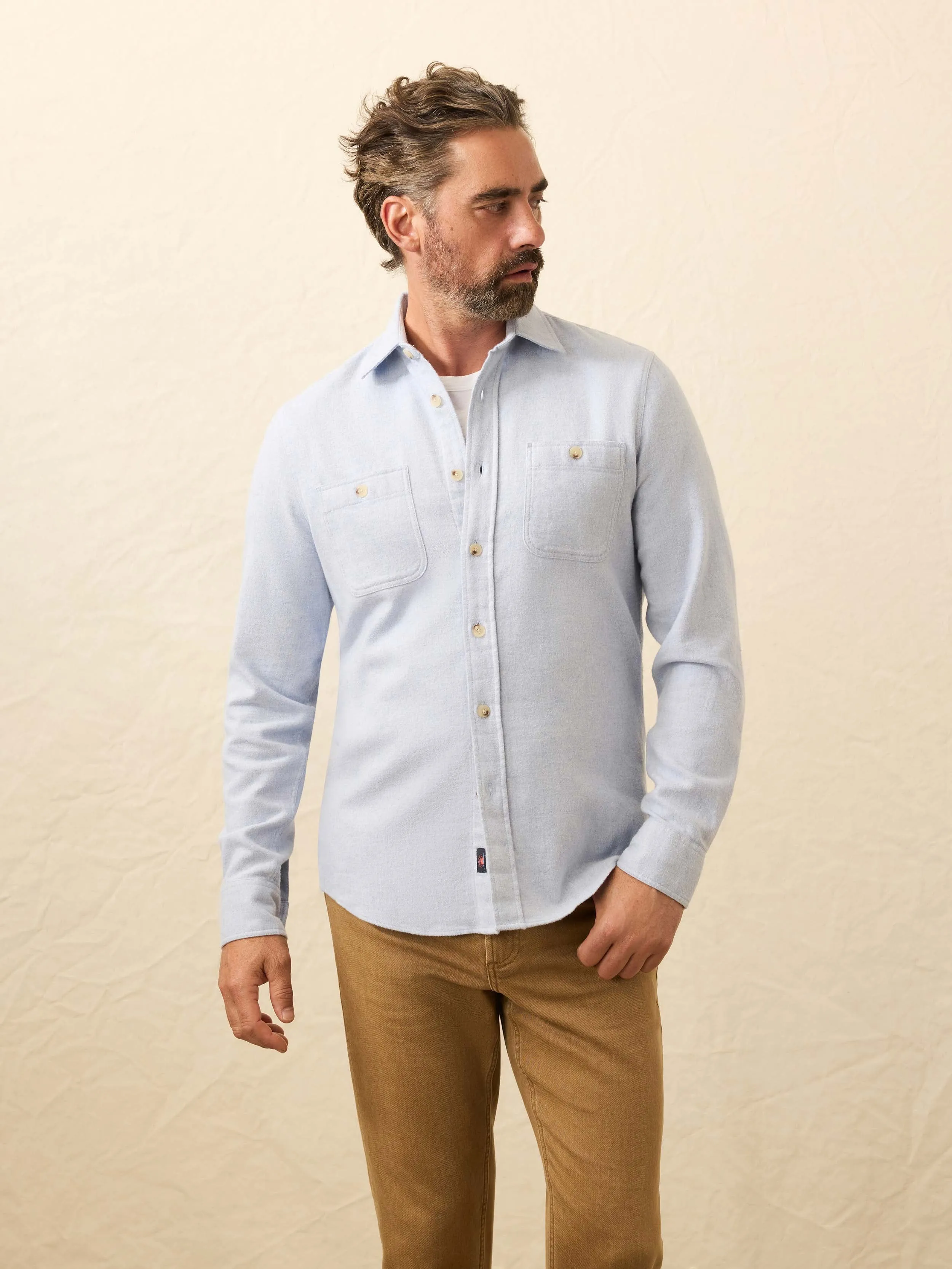 Heirloom Portuguese Flannel Shirt - Amorosa Blue sold by Faherty