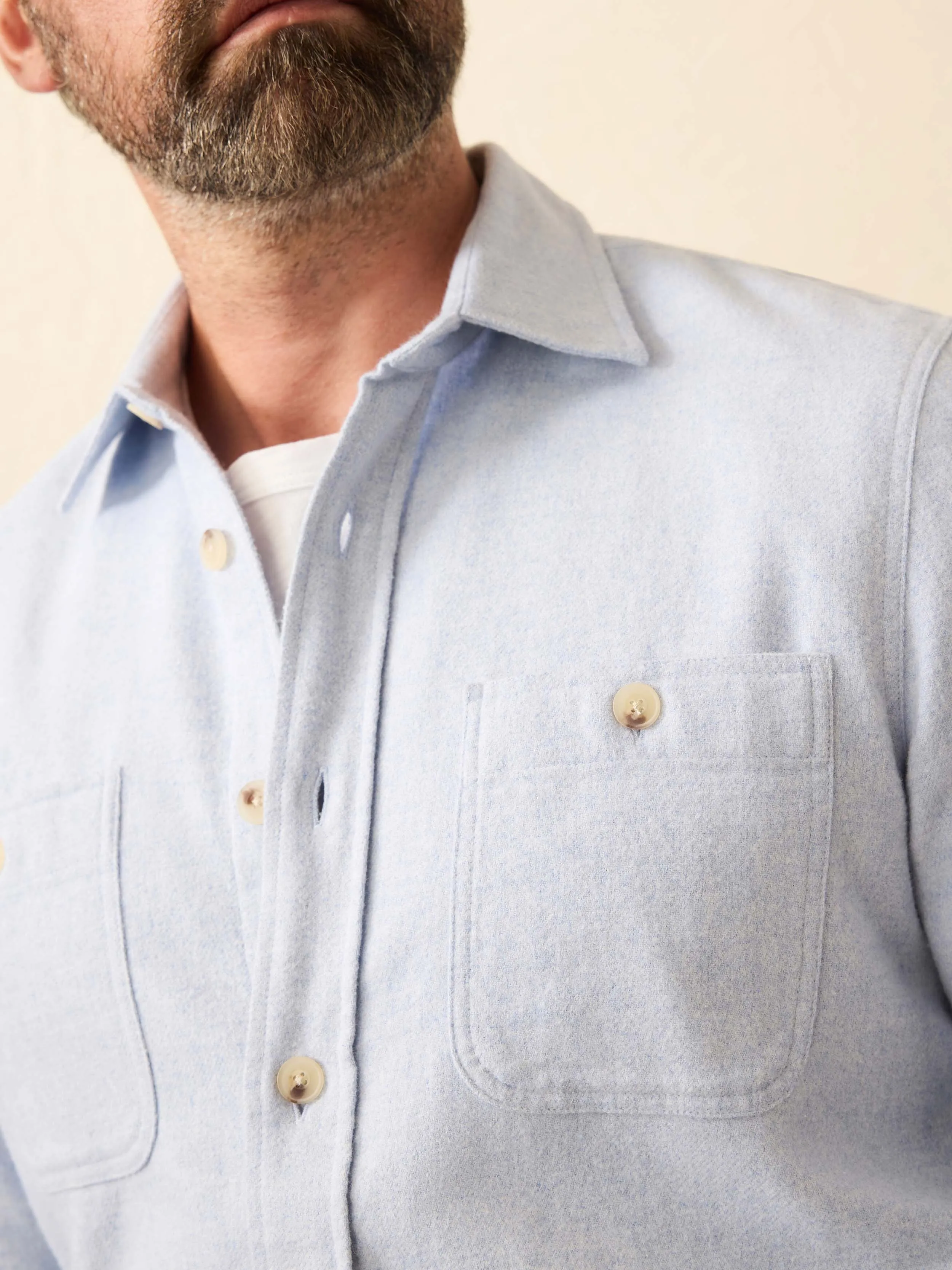 Heirloom Portuguese Flannel Shirt - Amorosa Blue sold by Faherty product image thumbnail 3