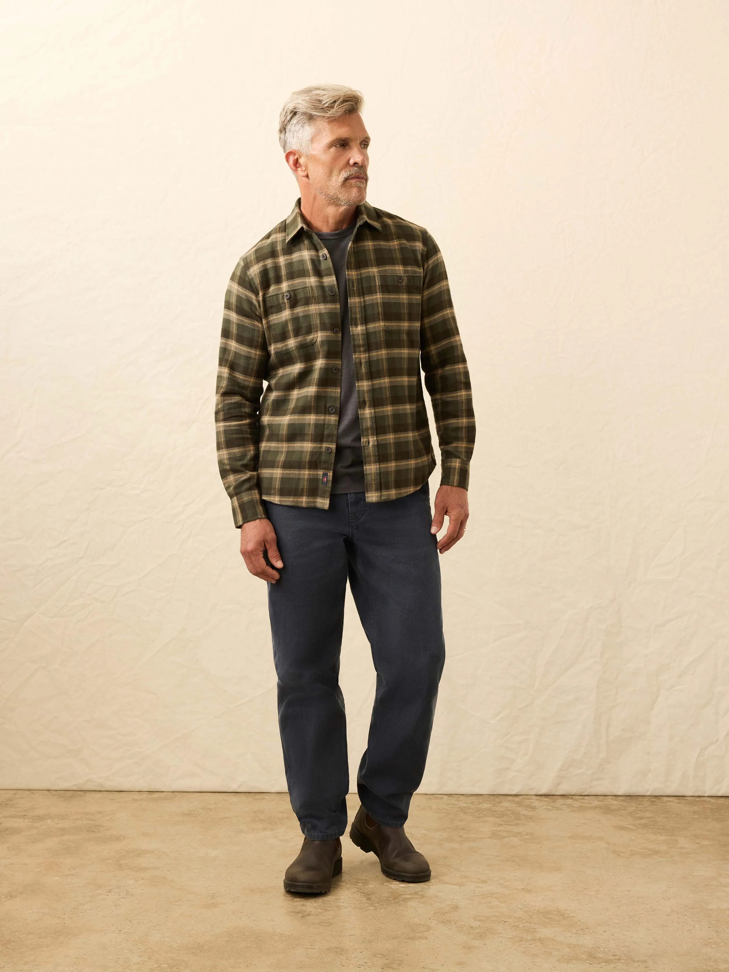 Heirloom Portuguese Flannel Shirt - Garrett Verde Plaid sold by Faherty product image thumbnail 4