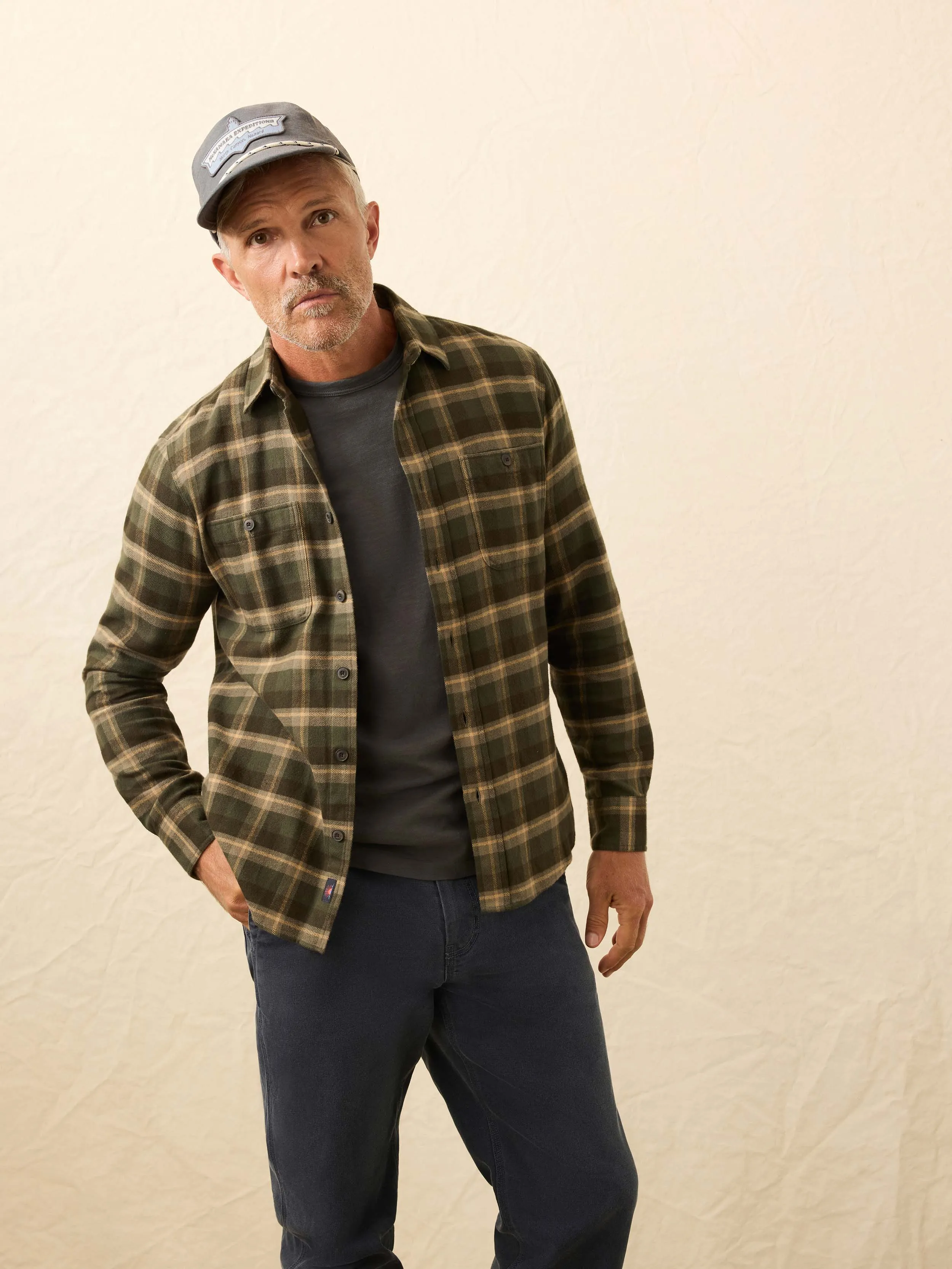 Heirloom Portuguese Flannel Shirt - Garrett Verde Plaid sold by Faherty