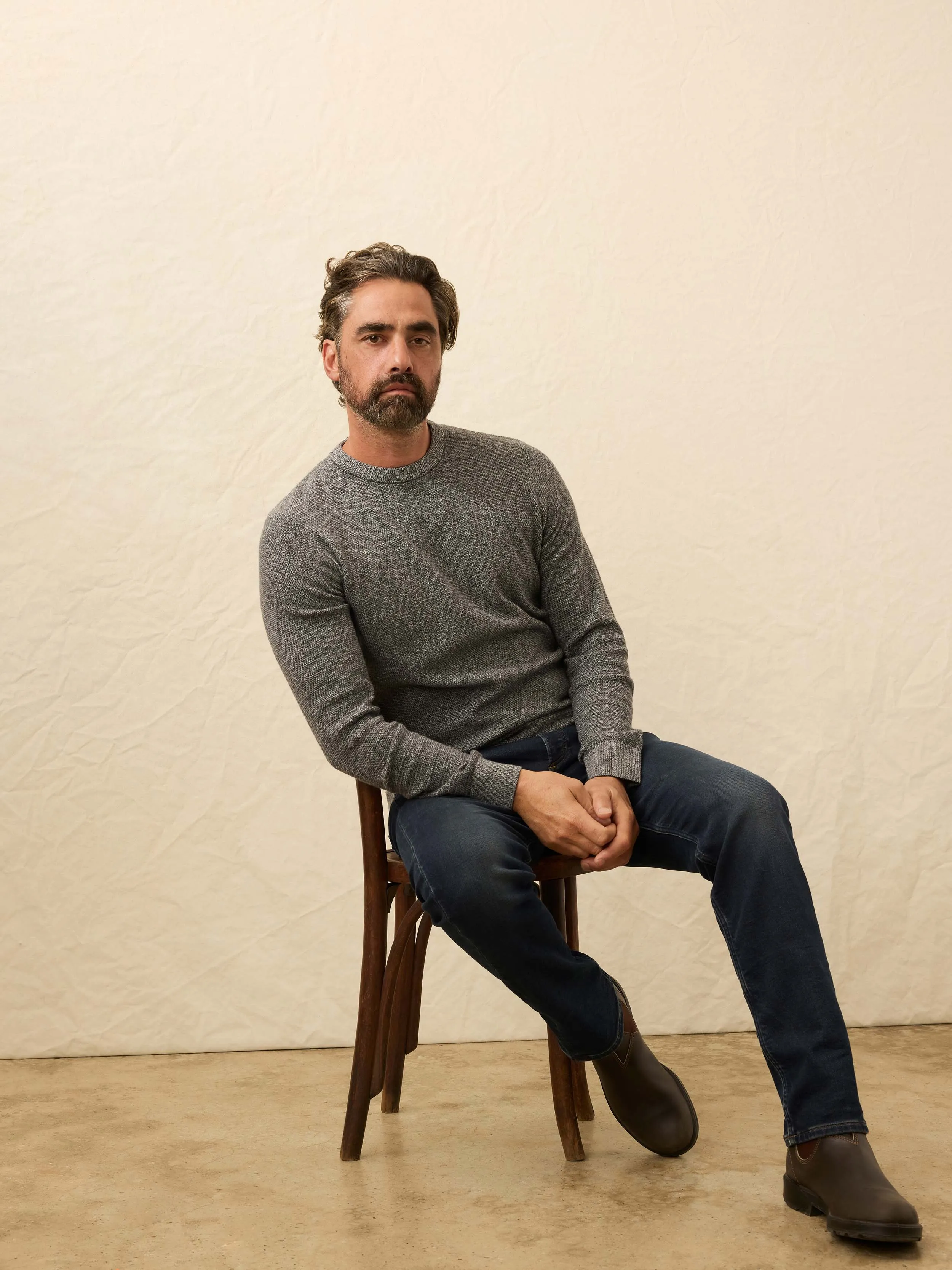 Jackson Crew Sweater - Dark Ash Feeder sold by Faherty