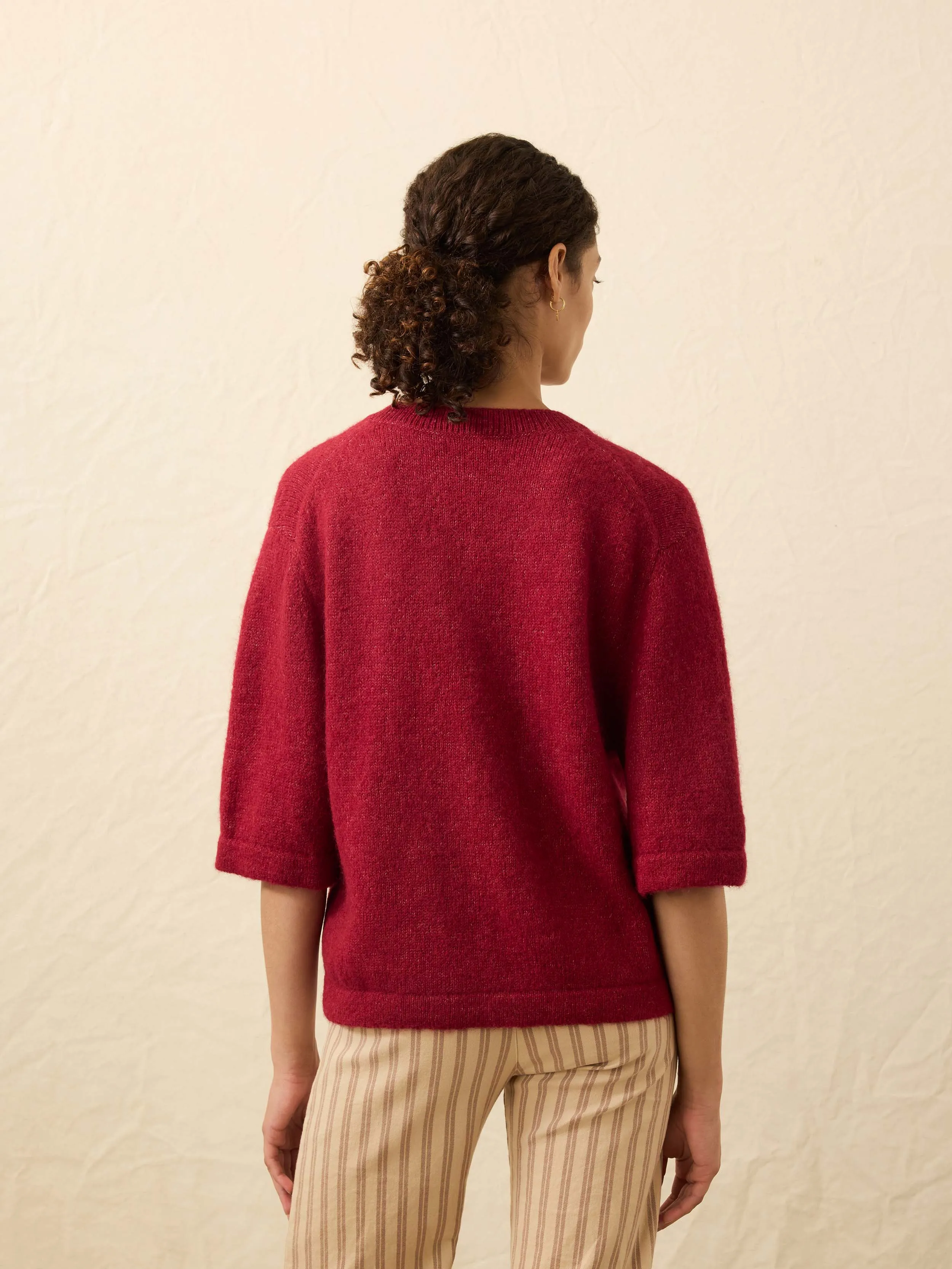 Apres Alpaca Cardigan - Wine Rust sold by Faherty product image thumbnail 4