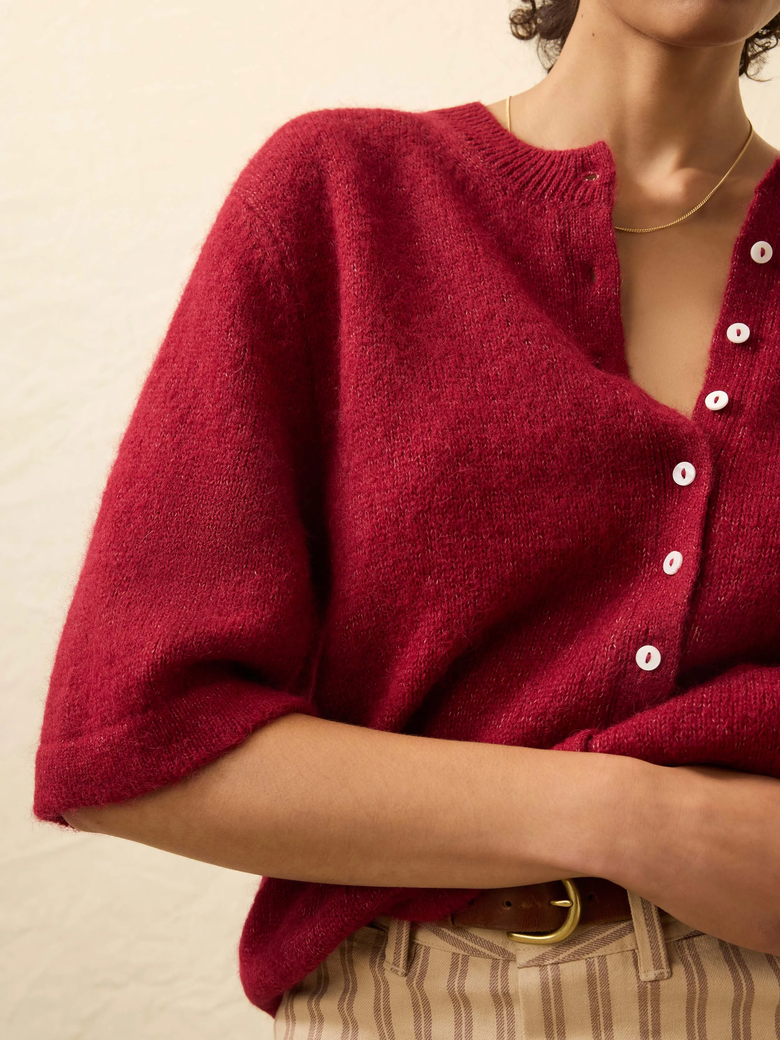Apres Alpaca Cardigan - Wine Rust sold by Faherty product image thumbnail 2