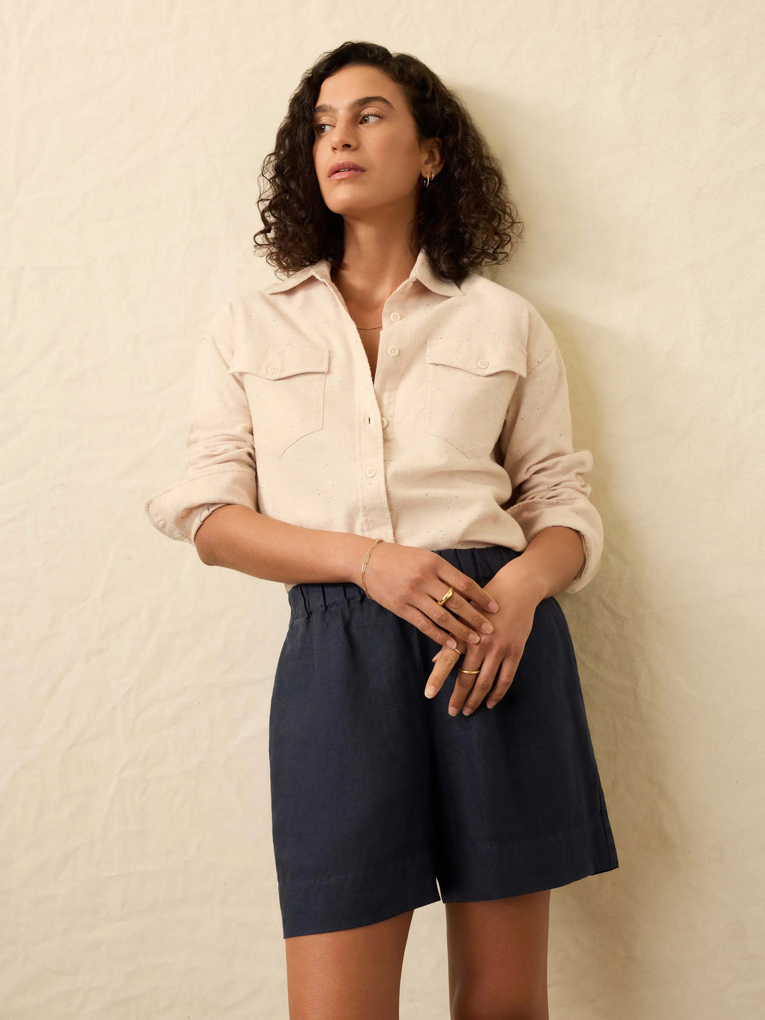 Heirloom Portuguese Flannel Overshirt - Dune Nep sold by Faherty