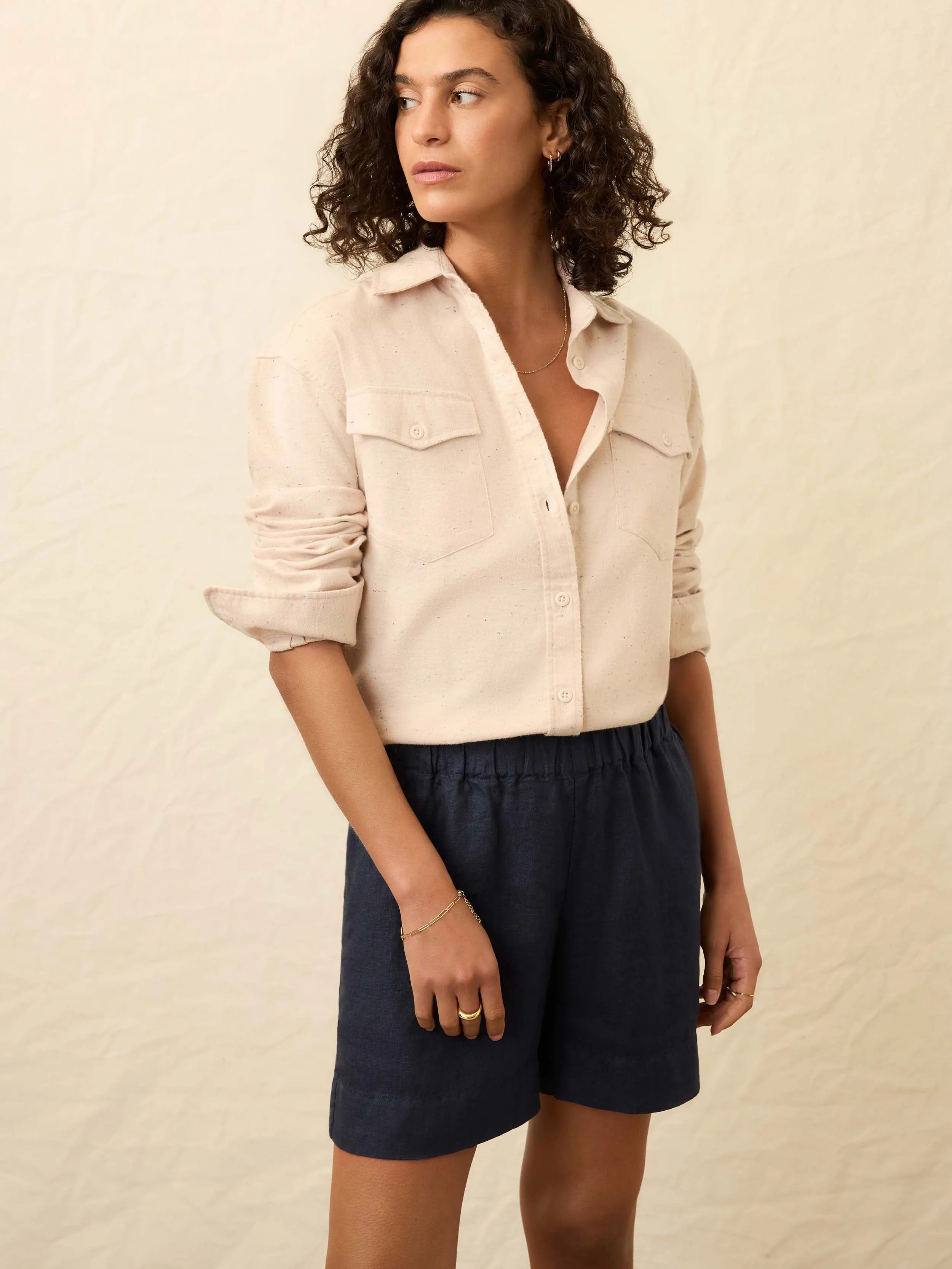 Heirloom Portuguese Flannel Overshirt - Dune Nep sold by Faherty product image thumbnail 4