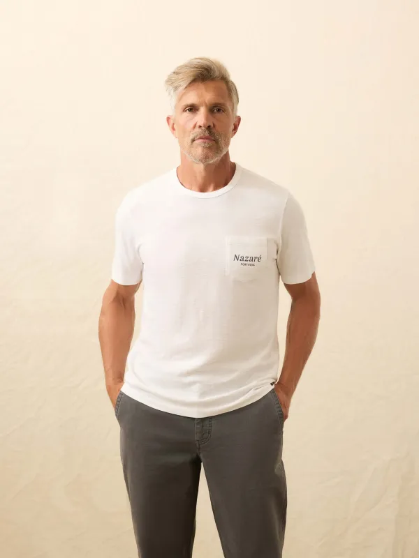 Nazare Sunwashed Pocket Tee - White sold by Faherty