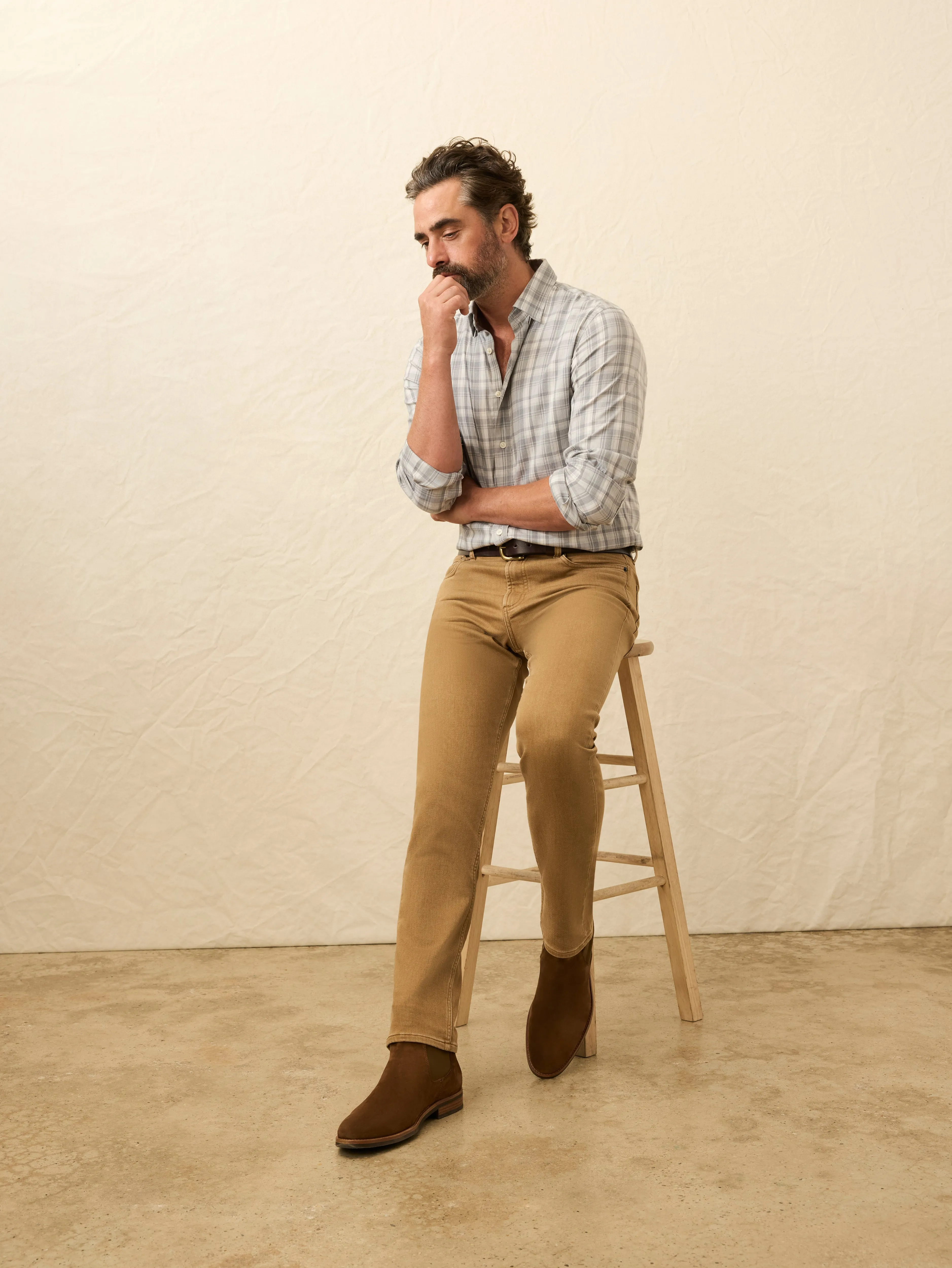 Stretch Terry 5-Pocket Pant - Elk Brown sold by Faherty product image thumbnail 5