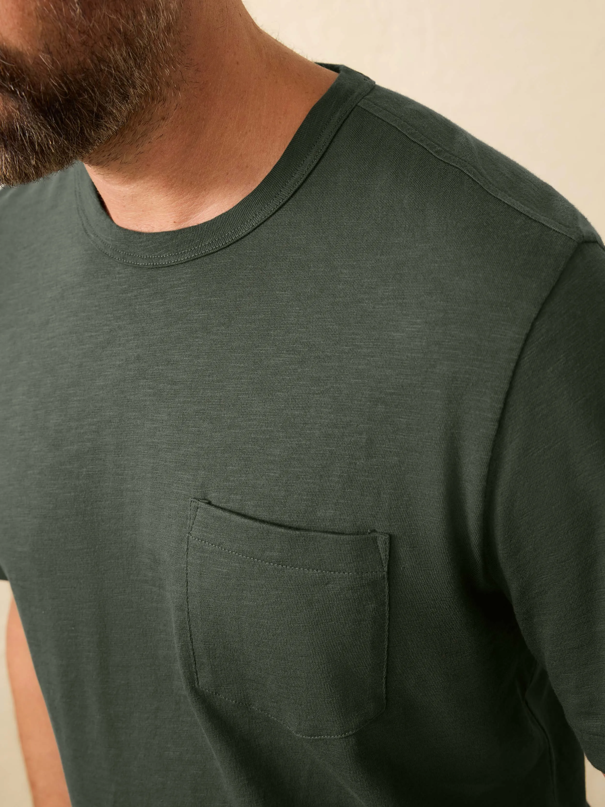 Sunwashed Regenerative Pocket Tee - Fall Evergreen sold by Faherty product image thumbnail 3