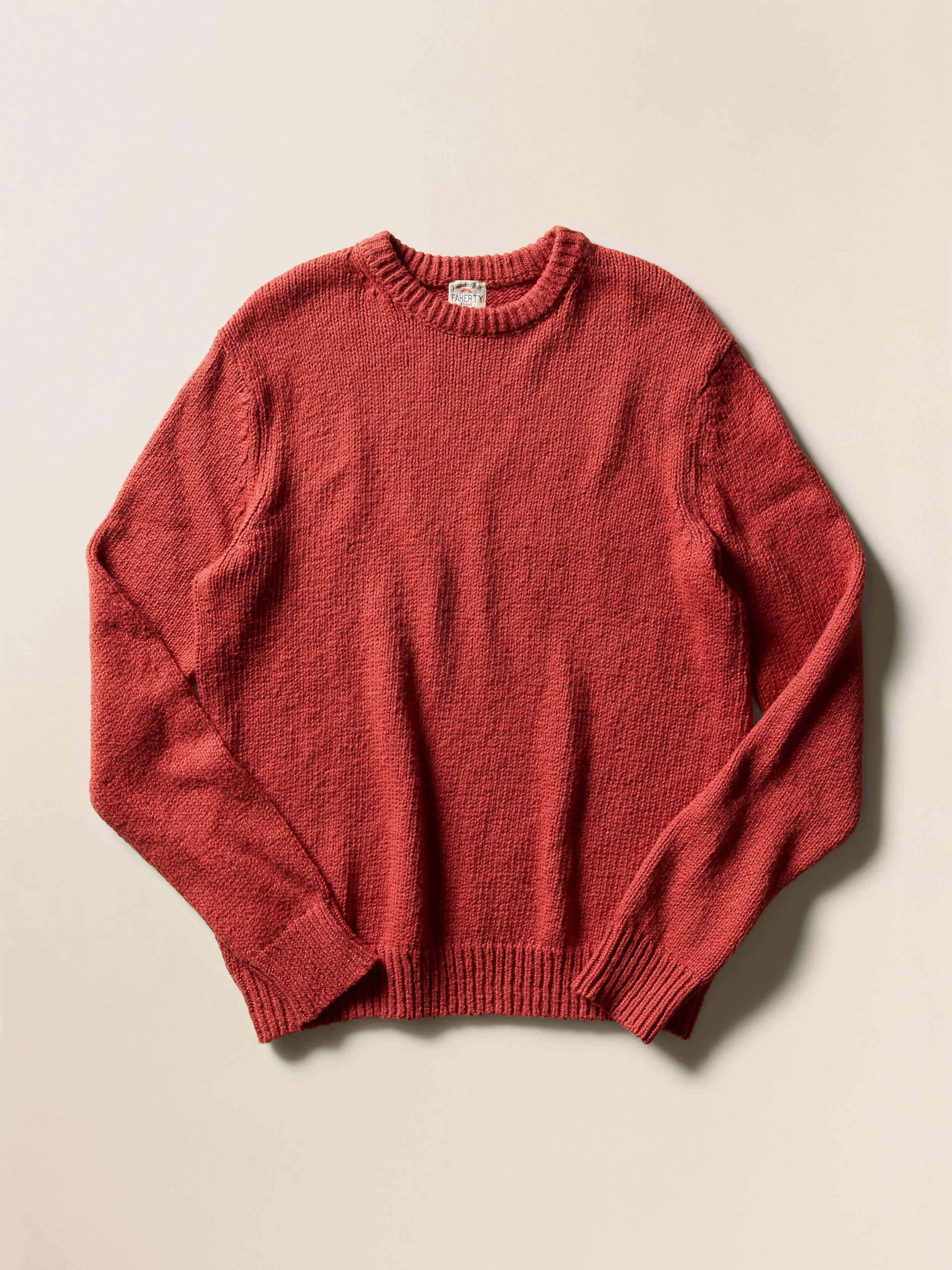 Heirloom Cotton Crewneck Sweater - Eclipse Red sold by Faherty product image thumbnail 2
