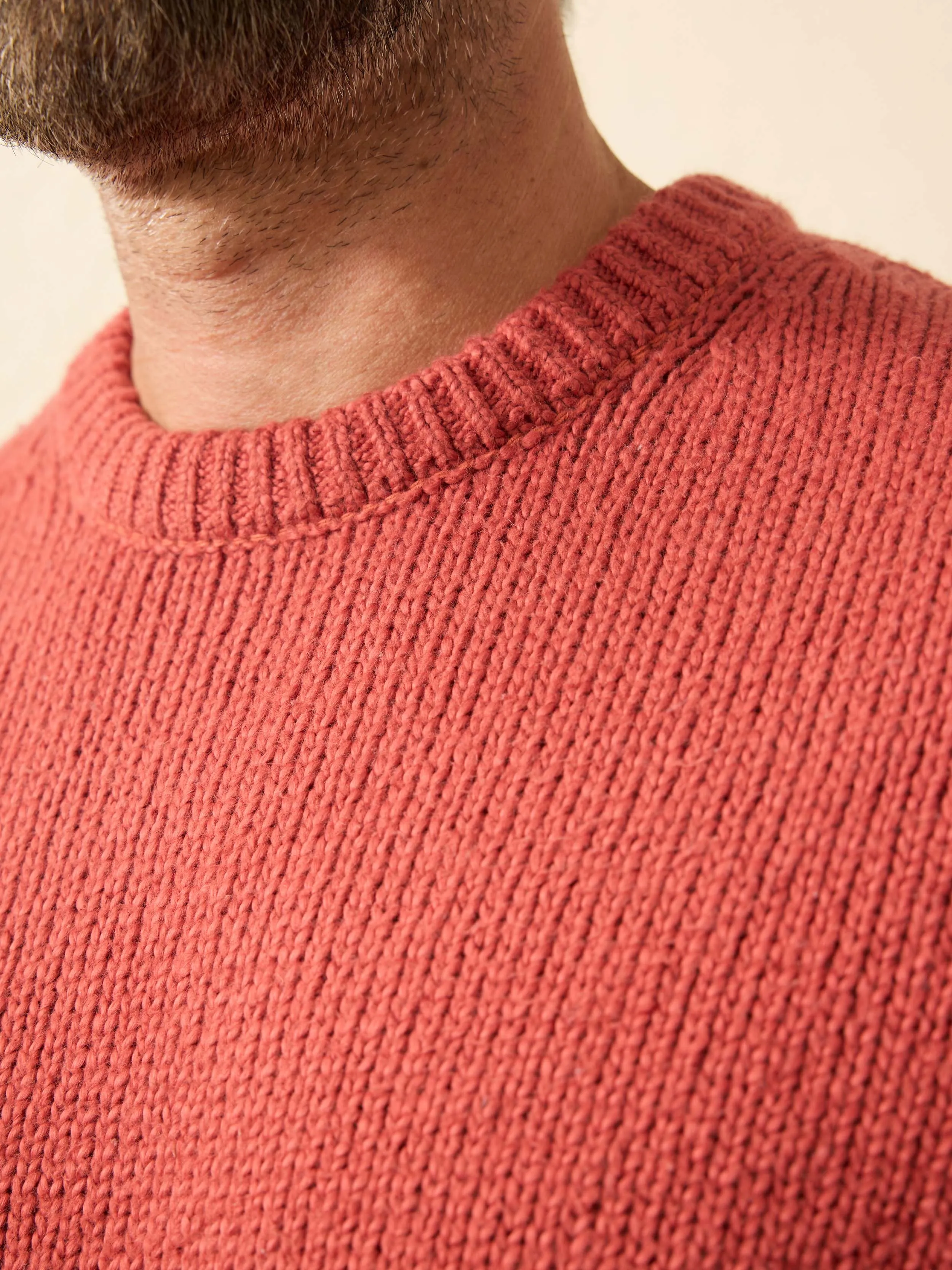 Heirloom Cotton Crewneck Sweater - Eclipse Red sold by Faherty product image thumbnail 3