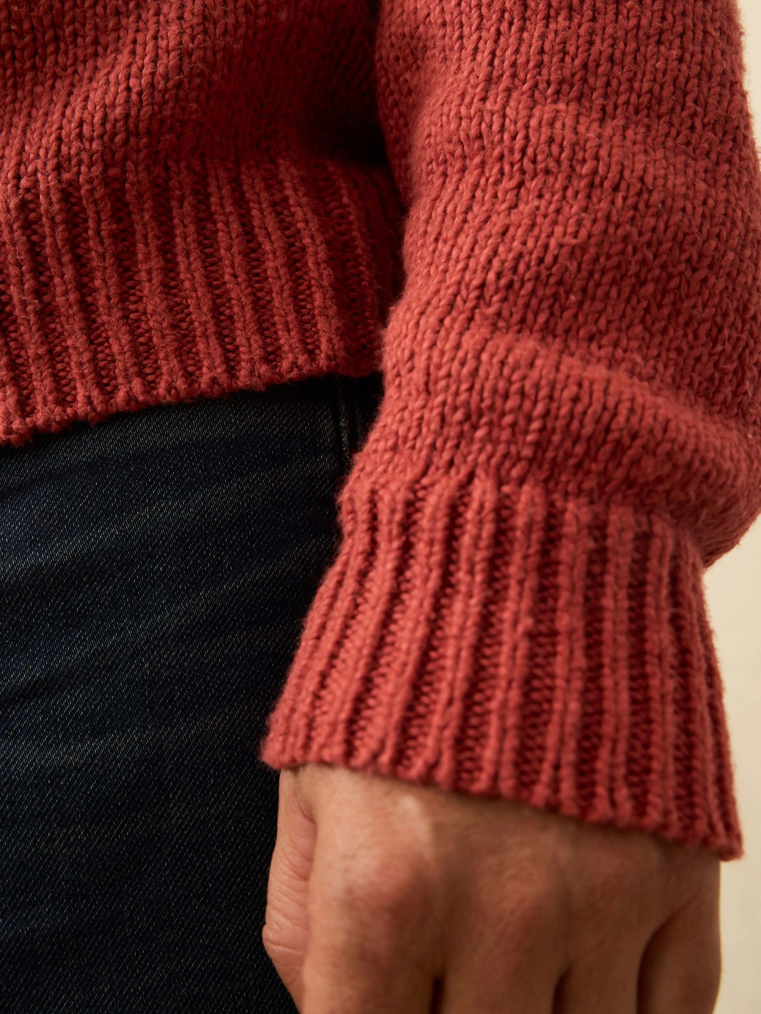 Heirloom Cotton Crewneck Sweater - Eclipse Red sold by Faherty product image thumbnail 4
