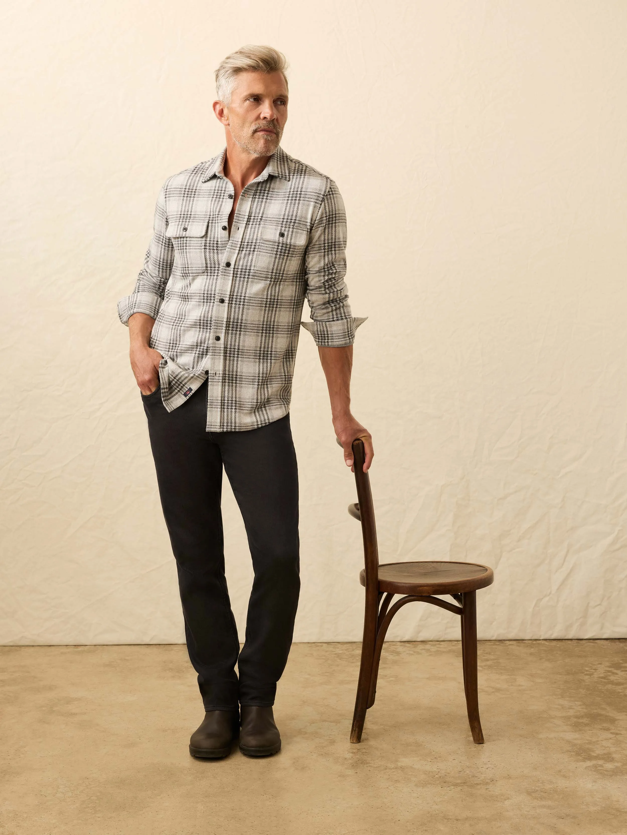 Legend™ Sweater Shirt - Charcoal Cream Plaid sold by Faherty product image thumbnail 2